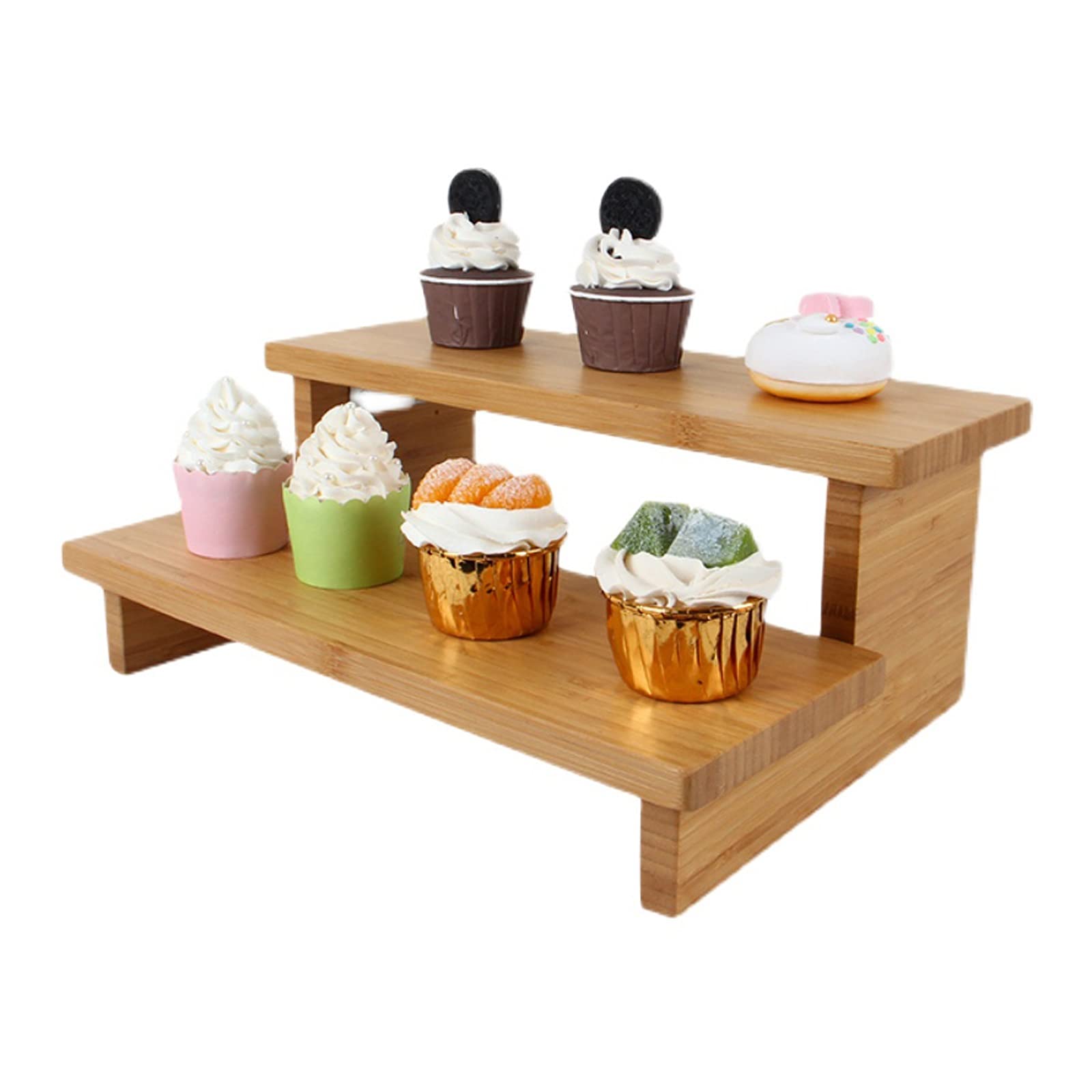 2-Tier Bamboo Cake Stand for Desserts, Cupcakes & Pastries - Multi-Purpose Serving Tray for Weddings, Afternoon Tea Parties & Home Baking Display