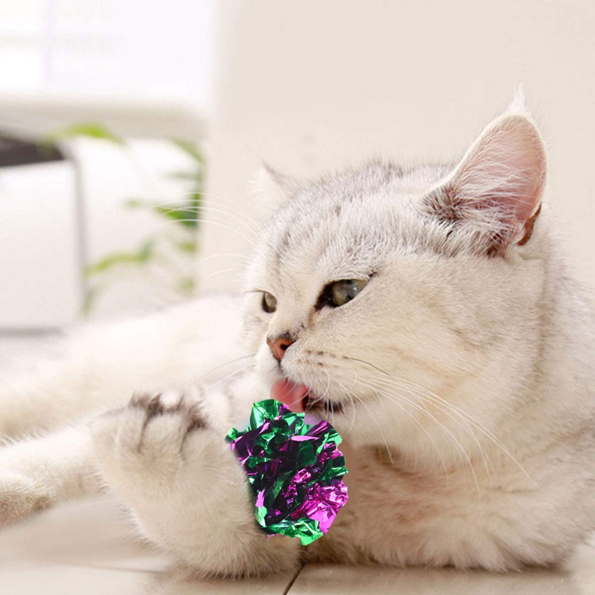 20PCS Colorful Crinkle Cat Toys with Rustle Sound - Interactive Mylar Balls for Kittens & Small Dogs | Fun Playtime, Exercise & Stress Relief for Indoor Pets