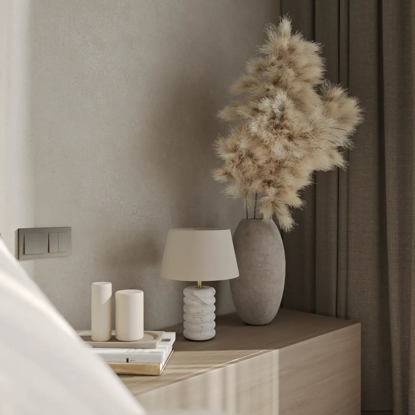 Alabaster Dual Lit Table Lamp - Modern Nightstand & Bedside Lighting for Bedroom, Living Room, Office - Soft Glow for Reading & Relaxation