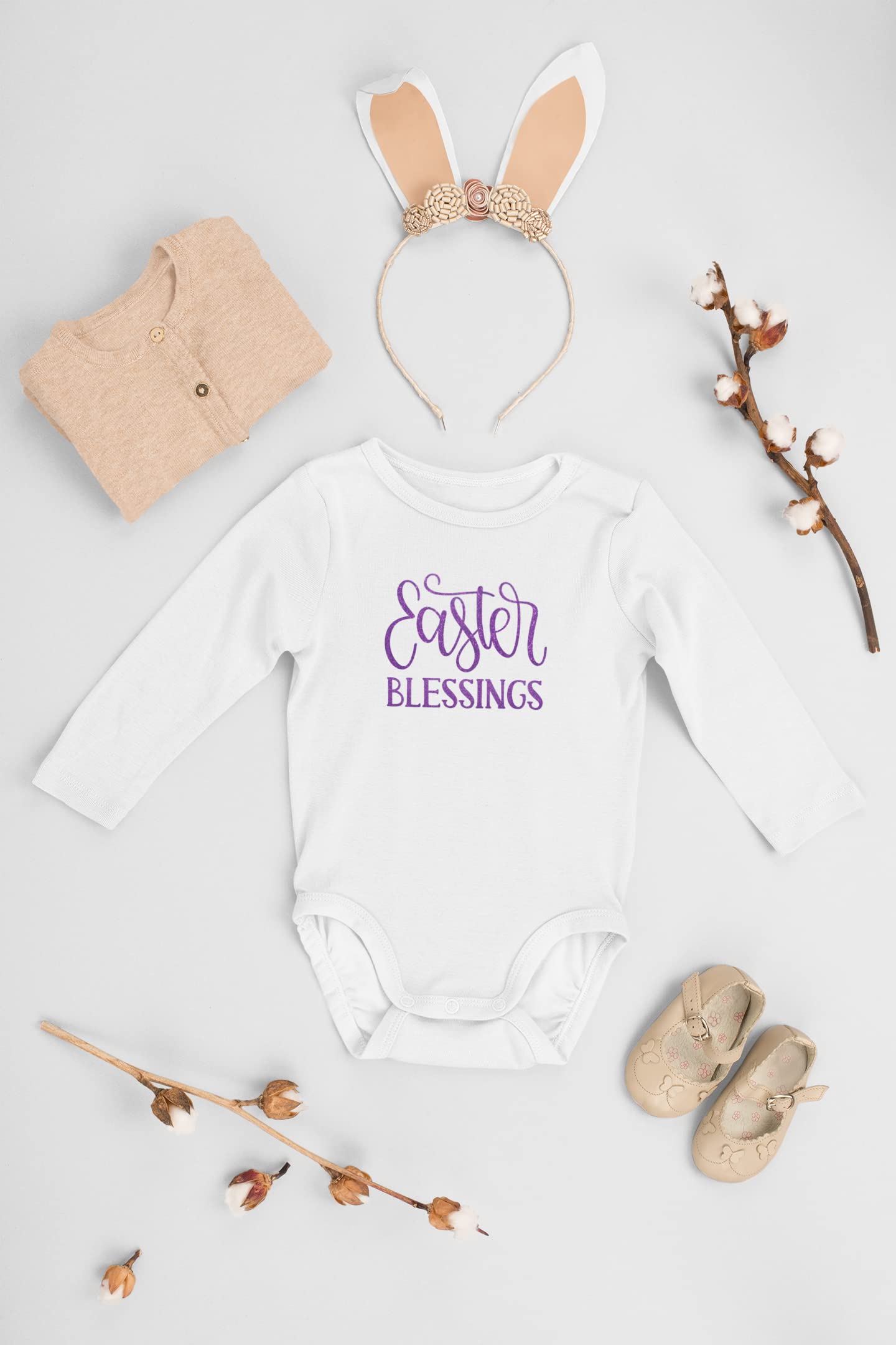 Easter Blessings Iron On Decal - Easter Shirt Transfer Vinyl Patch for DIY Crafts (Heat Applied, Sugar Lemon Glitter Design) - Perfect for Easter T-Shirts, Tote Bags & Home Decor