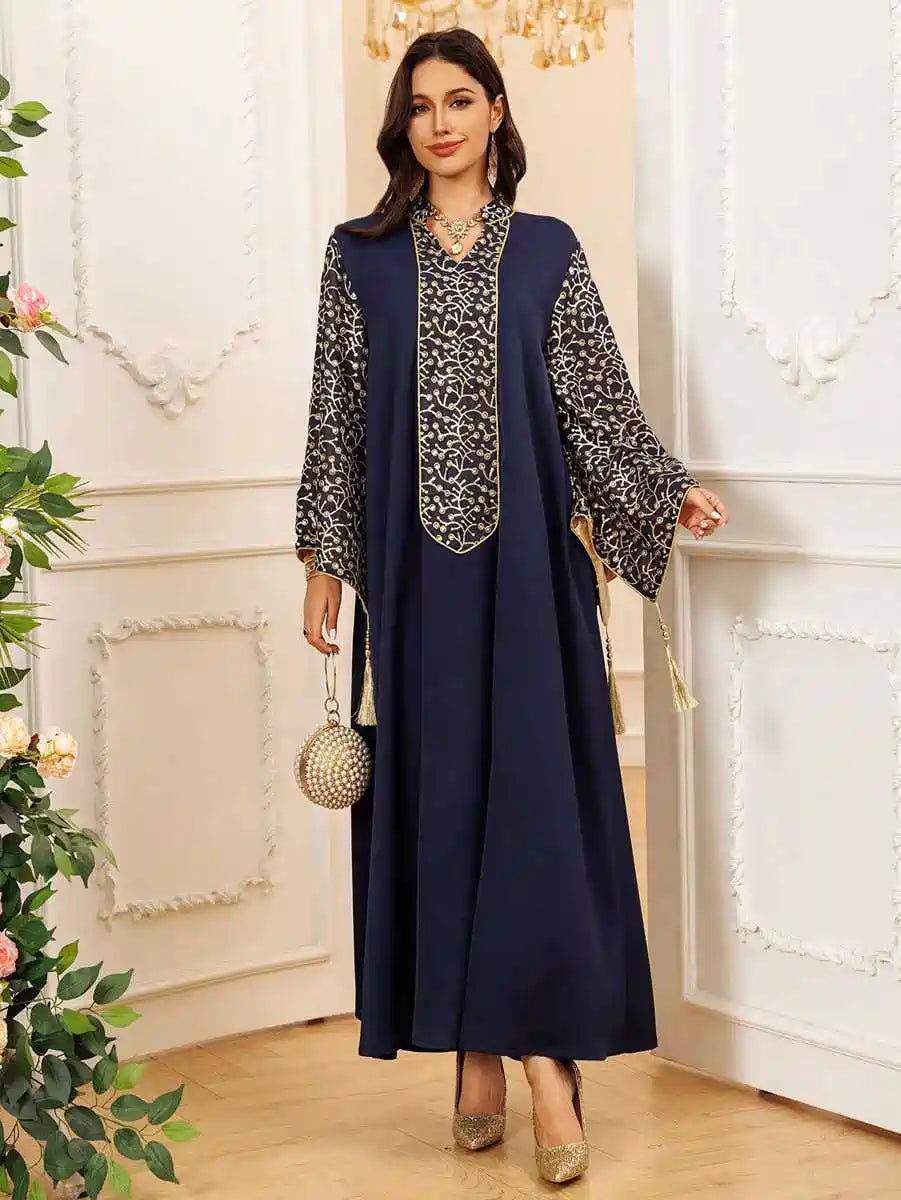 Elegant Eid Embroidery Tassel Caftan Dress for Women - Flowy Long Kaftan with Intricate Designs #25438 | Perfect for Eid Celebrations, Weddings & Special Occasions