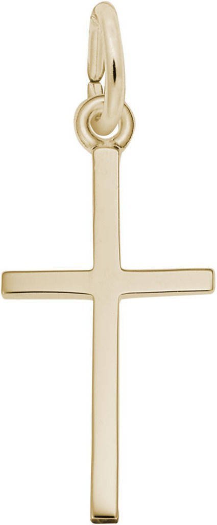 Rembrandt Medium Thin Cross Charm Pendant Necklace - Elegant Religious Jewelry for Women, Perfect for Church, Weddings & Everyday Wear