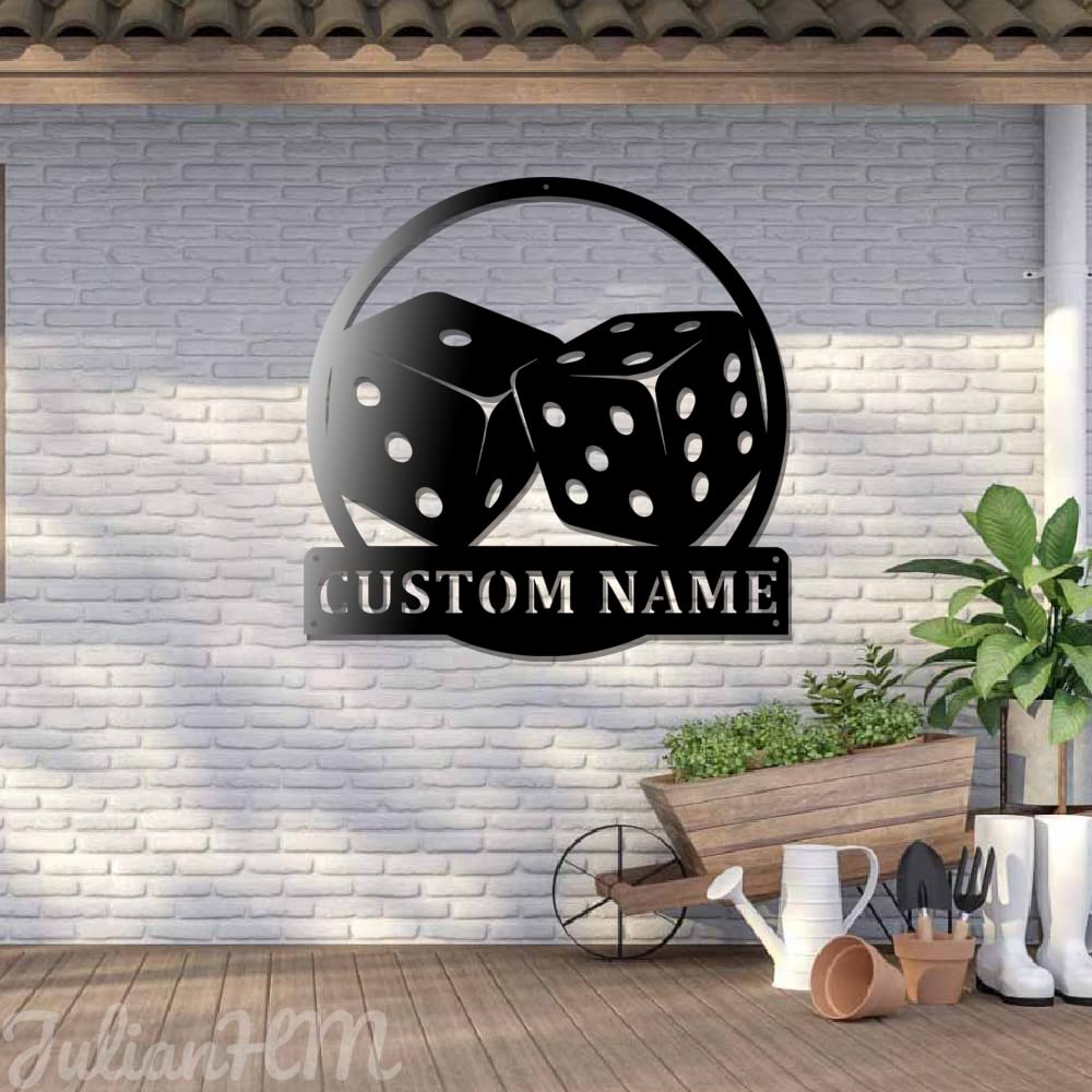 Custom LED Metal Wall Art with Personalized Gamer Name - 16x16 Inch Dice-Themed Home Decor for Gamers | Perfect for Game Rooms, Man Caves & Unique Gifts (Lights Not Included)