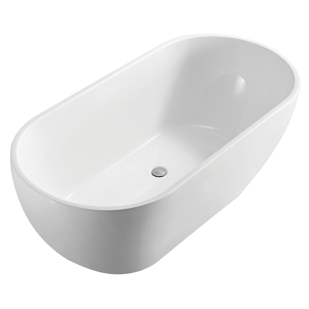 Fienza FR11572 Koko Freestanding Acrylic Bathtub - Modern Matte White Finish for Spa-Like Bathroom Relaxation