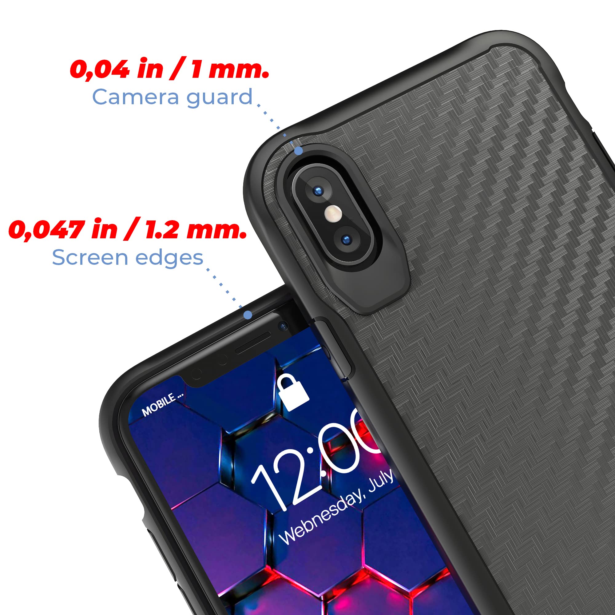 Premium Carbon Fiber iPhone X/Xs Case - 10ft Drop Protection & Wireless Charging - Slim Protective Cover for Daily Use, Travel & Outdoor Activities