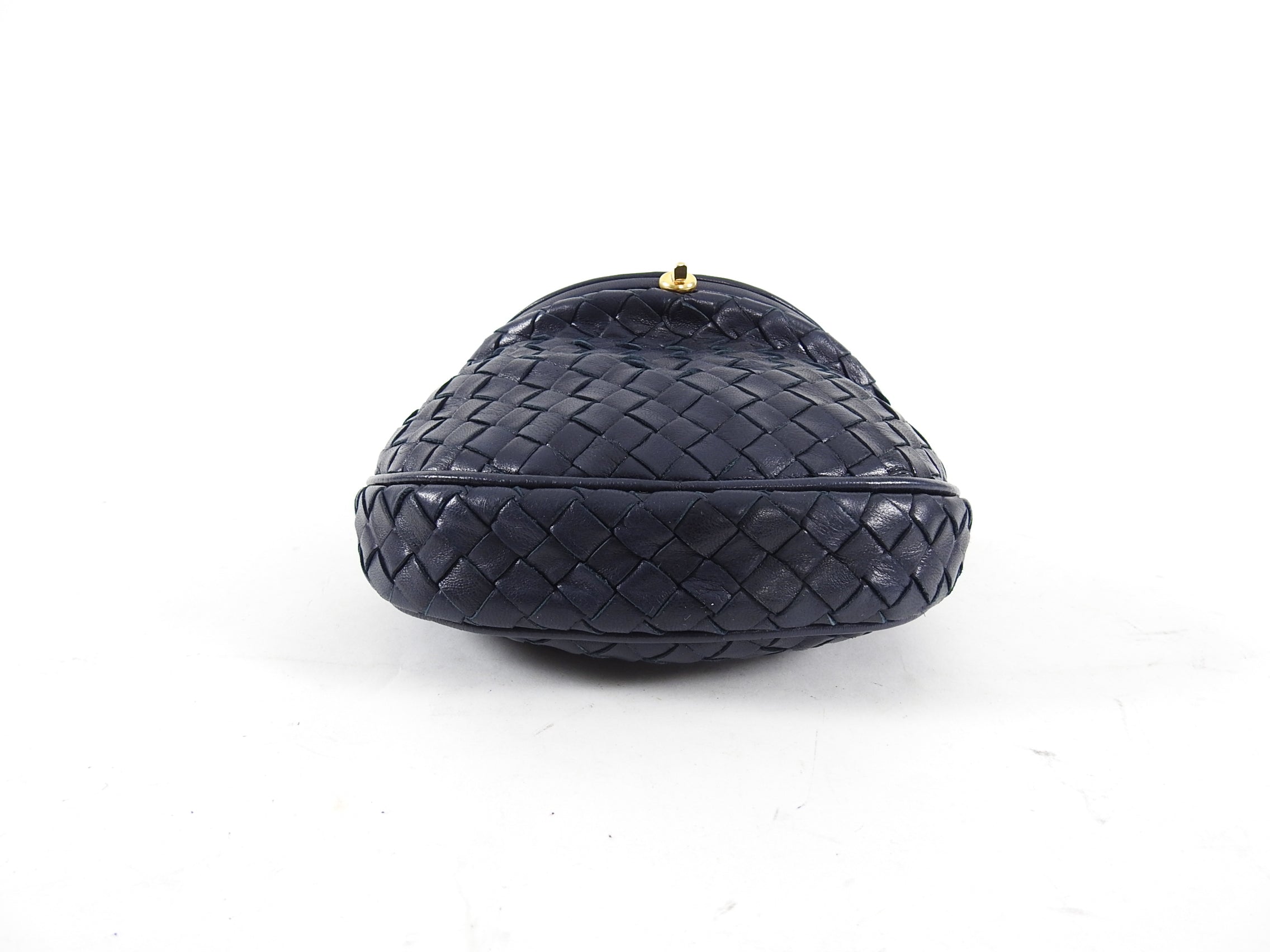 Bottega Veneta Vintage Navy Intrecciato Leather Small Creel Crossbody Bag for Women | Luxury Designer Handbag | Perfect for Everyday Use, Travel & Special Occasions