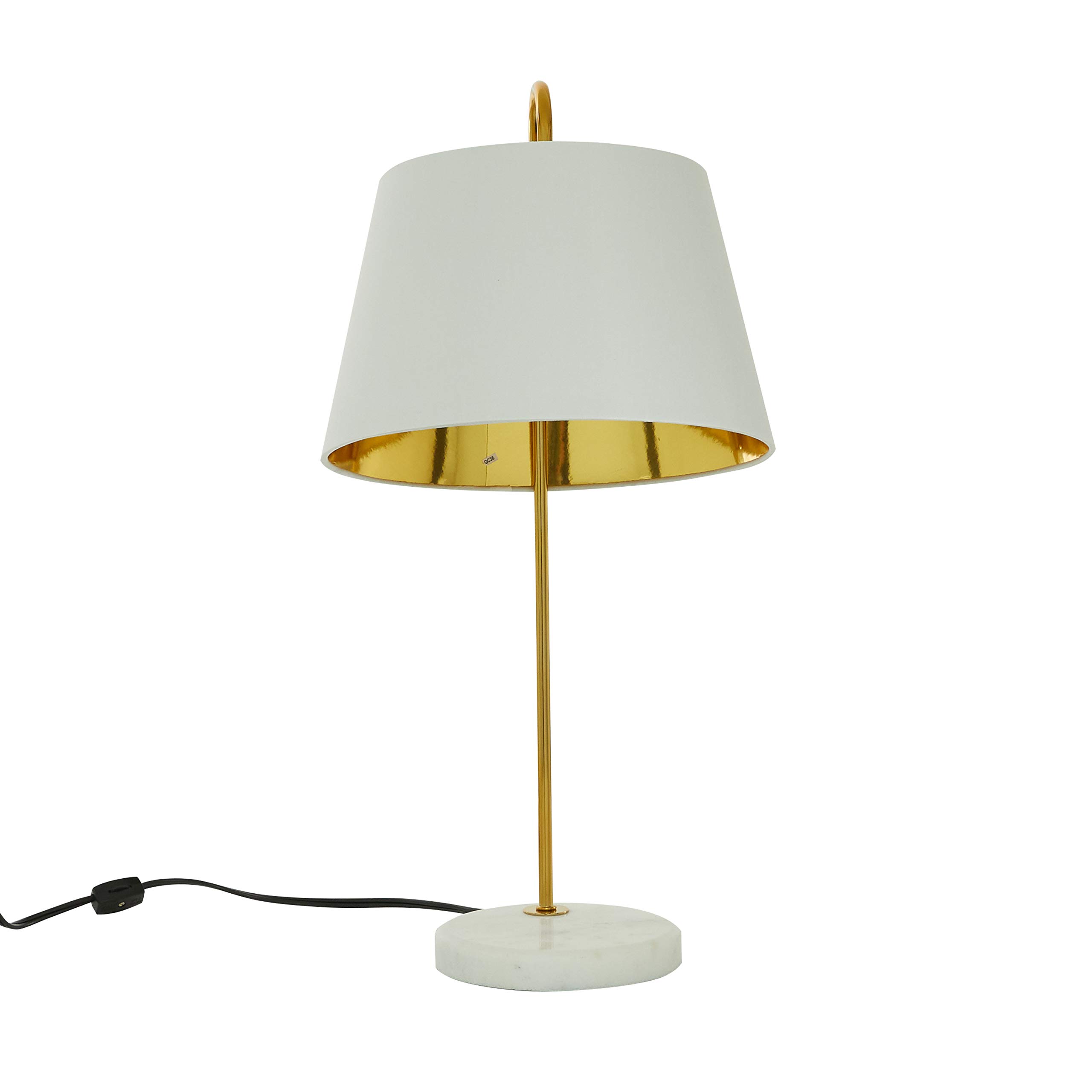 Deco 79 Modern White Marble Table Lamp with Gold Arched Metal Base - 11x11x22 Inches - Elegant Desk Lamp for Home Office, Bedroom Nightstand & Living Room Decor