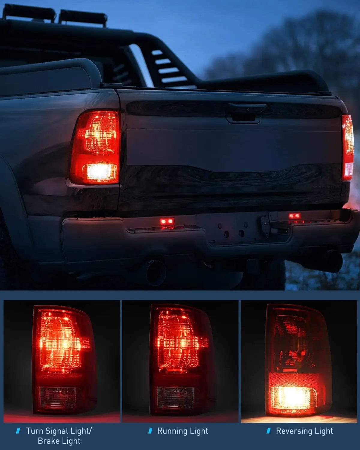 Dodge Ram 1500 2500 3500 Tail Light Assembly (2009-2018) - OE Style Replacement Rear Lamp with Bulbs for Driver & Passenger Side - Perfect for Night Driving & Vehicle Safety Upgrades