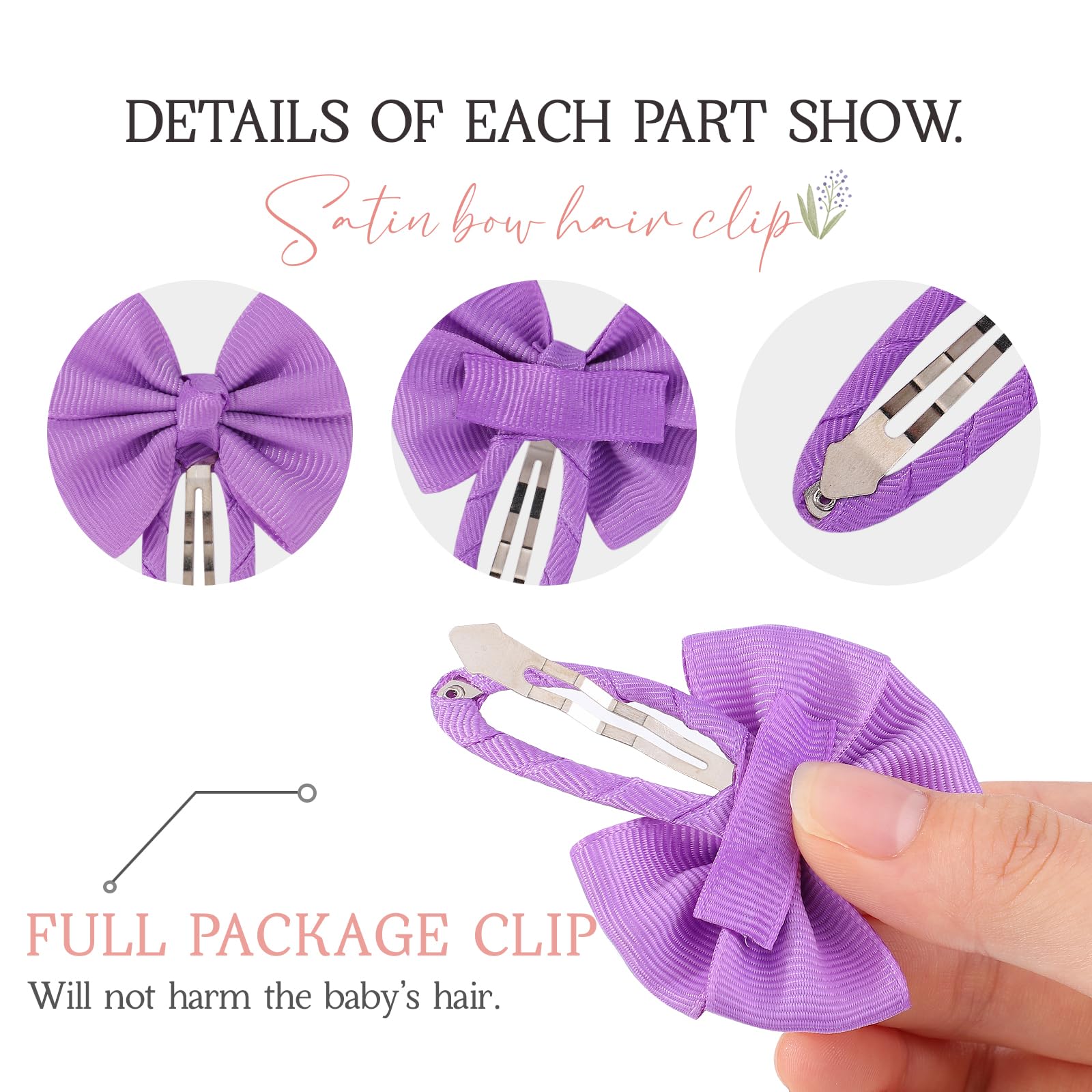 40PCS Snap Hair Bows Clips with Grosgrain Ribbon for Girls - 2 Inch Hair Accessories for Kids and Teens - Perfect for School, Parties, and Everyday Style