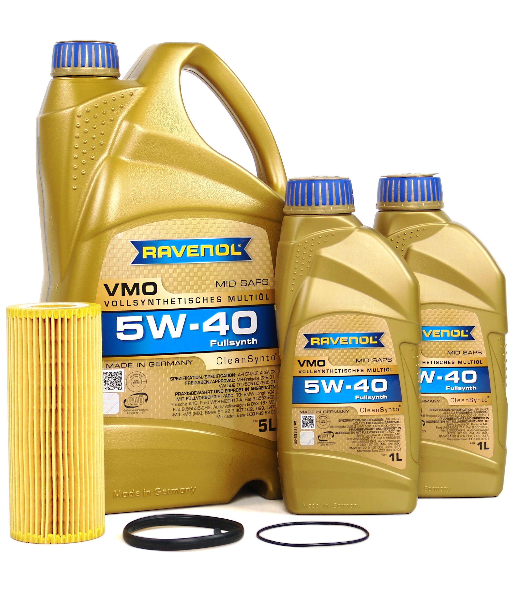 BLAU J1A5084-D Full Synthetic Motor Oil Change Kit - 5W40 for 2009-2012 Audi Q5 3.2L V6 Engine | Includes Oil Filter & Drain Plug Gasket | DIY Car Maintenance & Engine Protection