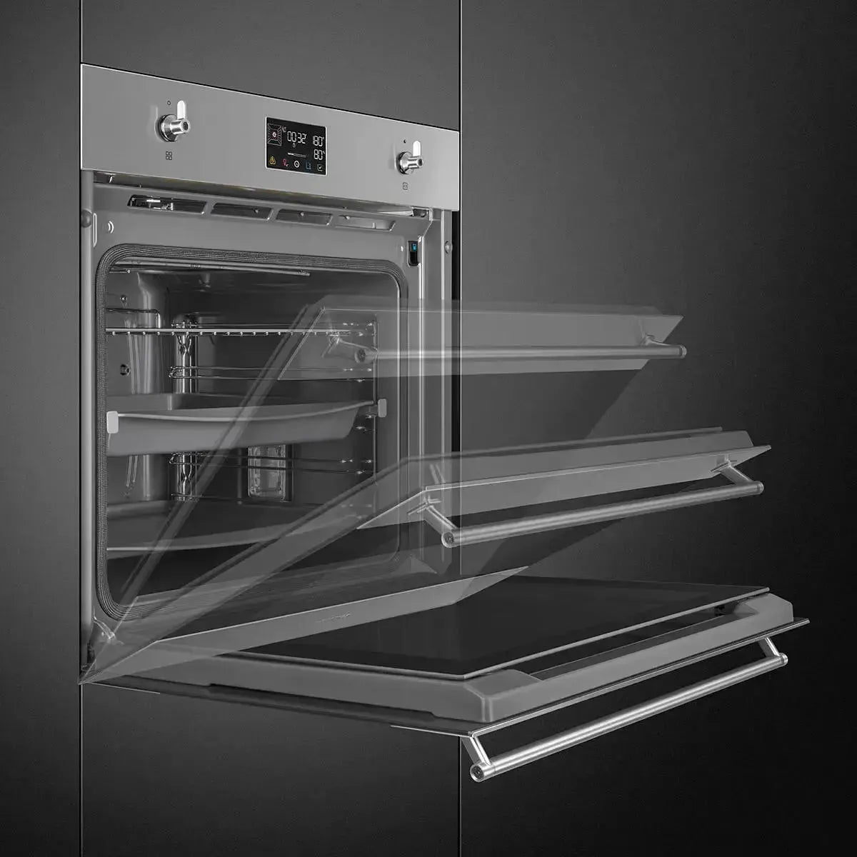 Smeg 60cm Classic Pyrolytic Steam Oven with Probe - Stainless Steel Built-in Oven for Professional Baking & Healthy Cooking | Perfect for Home Chefs & Modern Kitchens