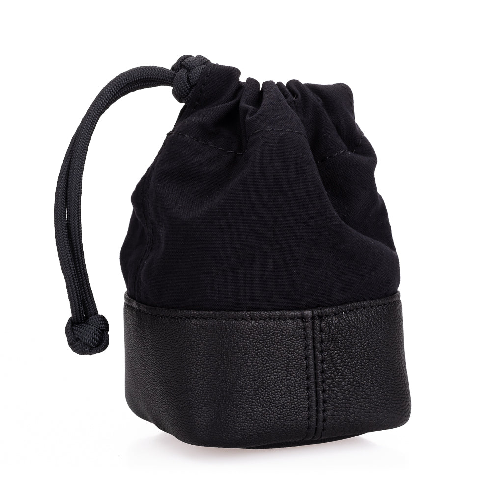 Artisan & Artist ACAMLP 120 Small Black Lens Pouch - Premium Fabric & Leather Camera Lens Case for DSLR, Mirrorless & Film Cameras - Perfect for Travel, Photography & Equipment Protection