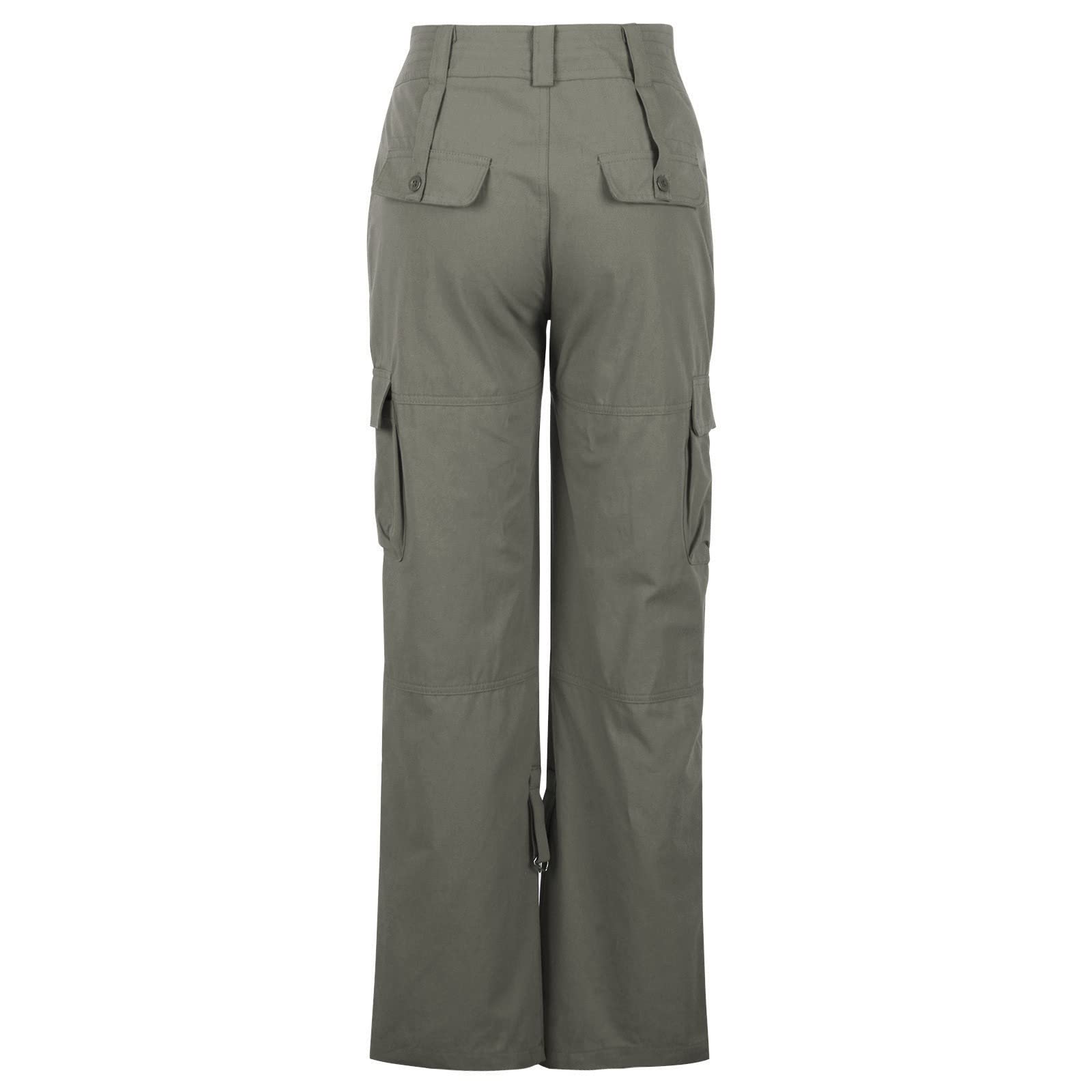 Uillui High Waist Stretch Cargo Pants for Women - Baggy Streetwear with Multiple Pockets, Relaxed Fit Straight Wide Leg Y2K Pants - Perfect for Casual Outfits, Street Fashion, and Everyday Wear