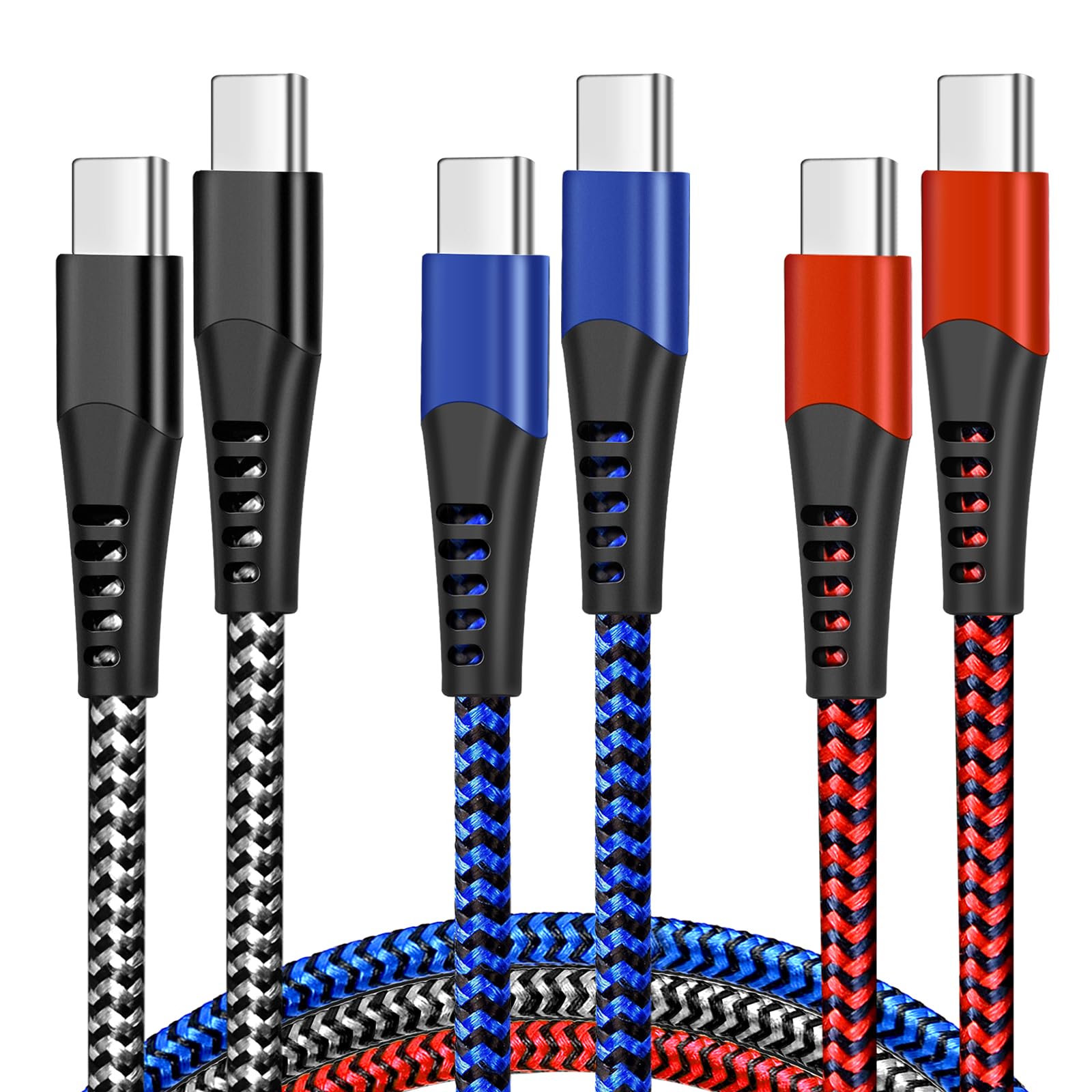 3-Pack 6ft USB C to USB C Fast Charging Cable 60W PD - High Speed Data Transfer & Charging Cord for iPhone 15/16 Pro/Plus/Max, MacBook, iPad, Samsung Galaxy - Perfect for Home, Office & Travel Charging
