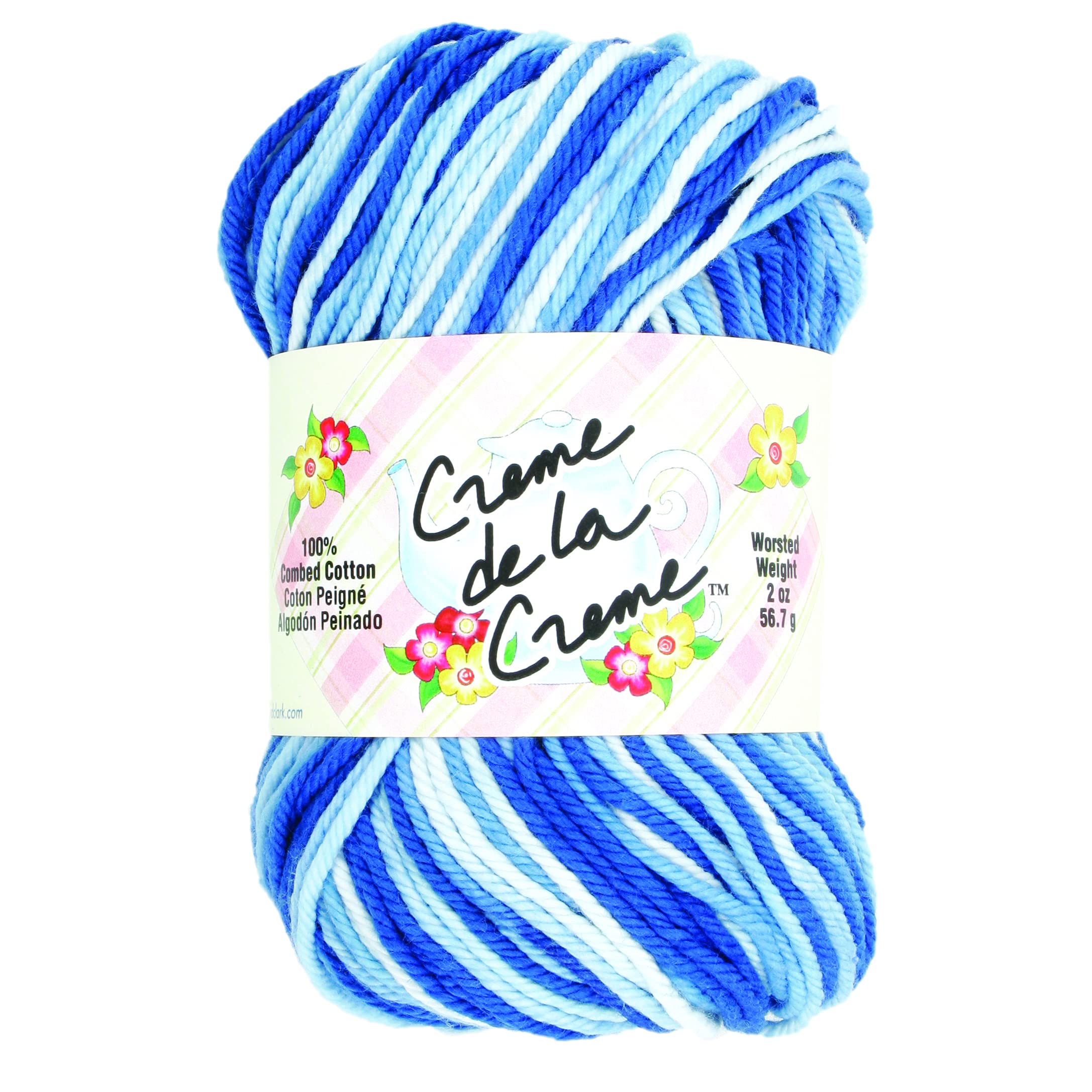 100% Cotton Crochet Thread - Size 4 Medium Weight Yarn for Knitting & Crocheting - Assorted Blue Shades - Perfect for DIY Scarves, Blankets & Baby Clothes