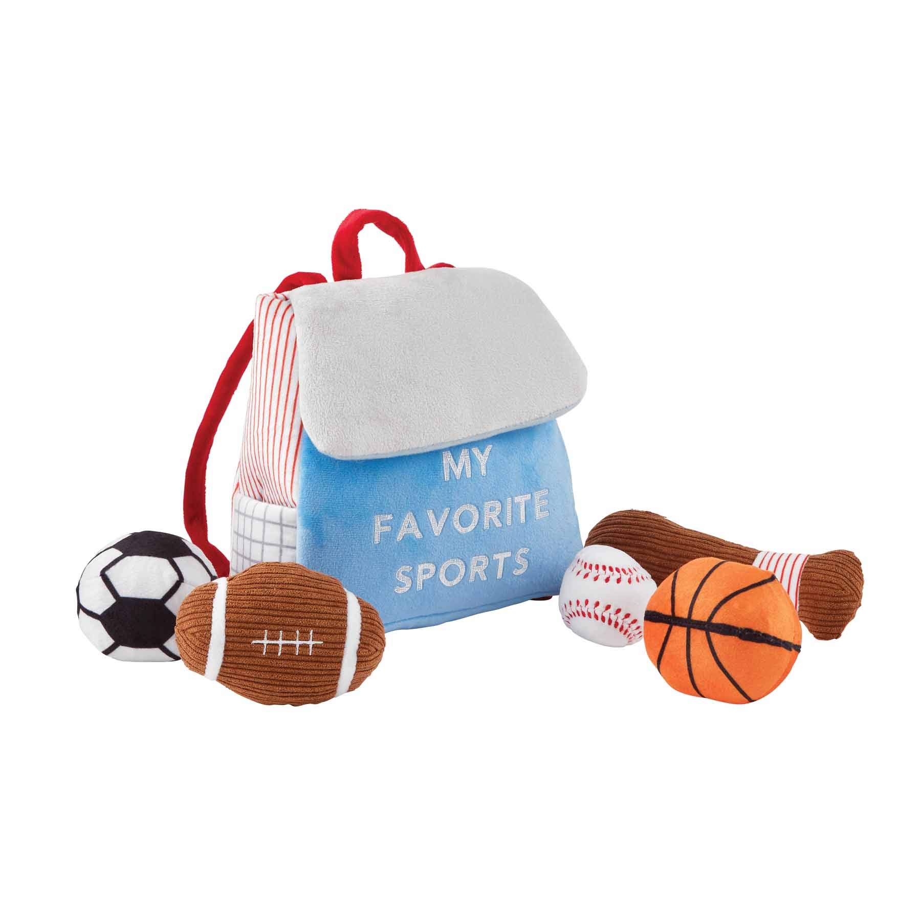 Mud Pie My Favorite Sports Plush Toy Set - Soft Stuffed Animals for Kids, Basketball Football Baseball Soccer Gifts - Perfect for Bedroom Decor, Birthday Presents & Sports Themed Parties