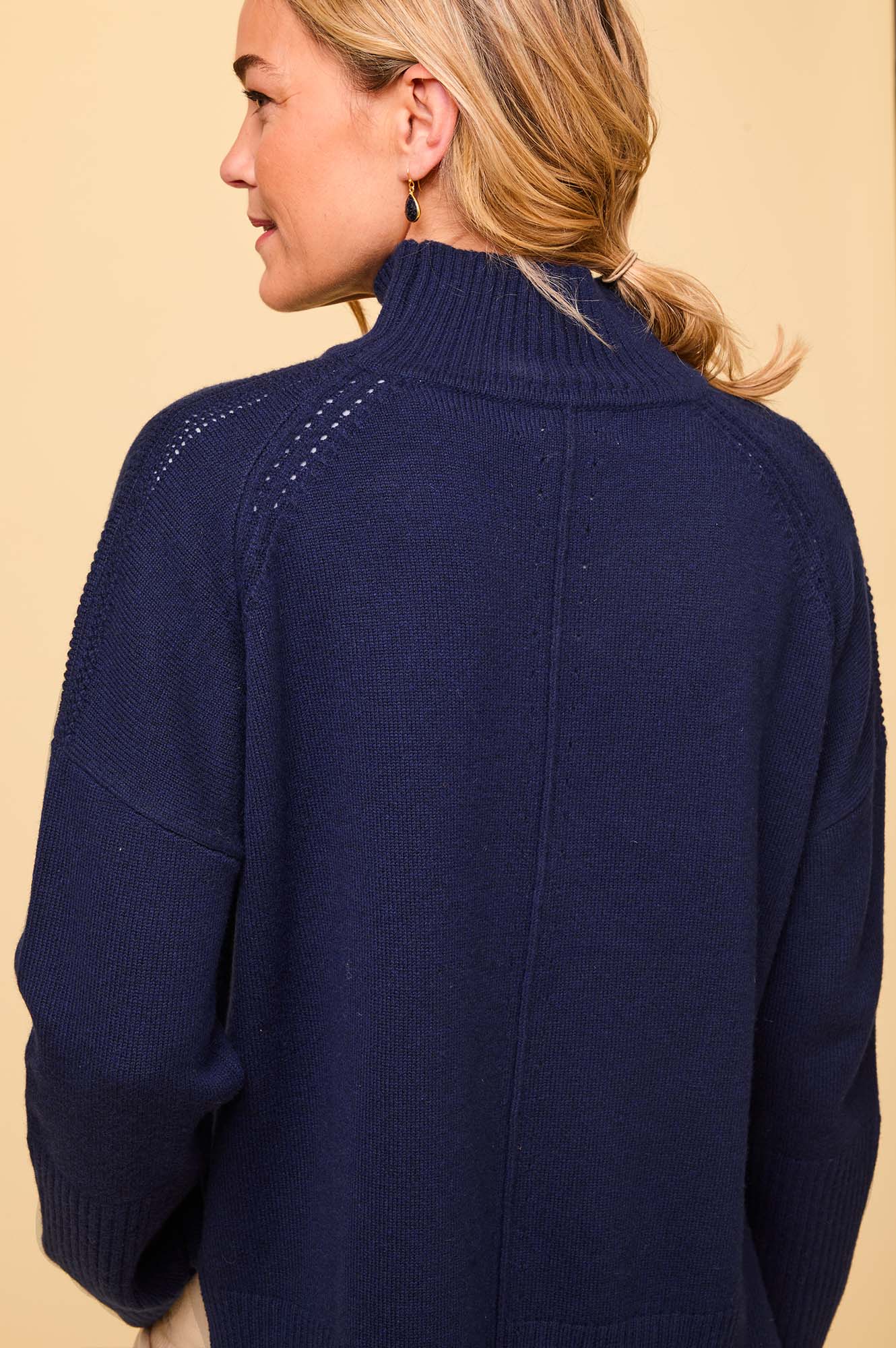Premium Merino Wool Funnel Neck Sweater for Women & Men - Soft & Warm Winter Pullover - Navy Blue | Perfect for Outdoor Activities, Travel & Casual Wear