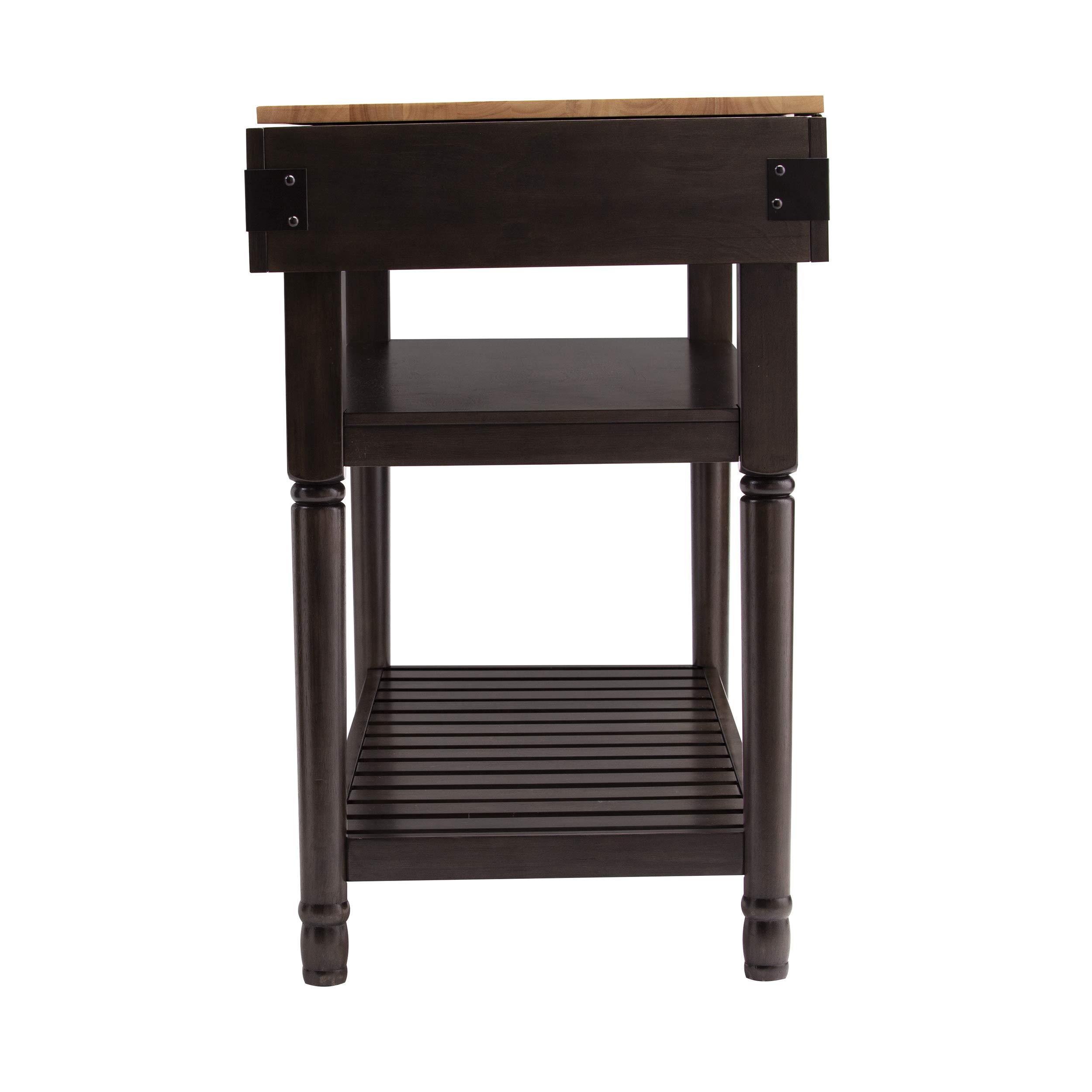 SEI Furniture Waysmere Kitchen Island with Storage - Smoked Ash Finish, Natural Wood Countertop - Perfect for Small Kitchens, Breakfast Bars & Extra Counter Space