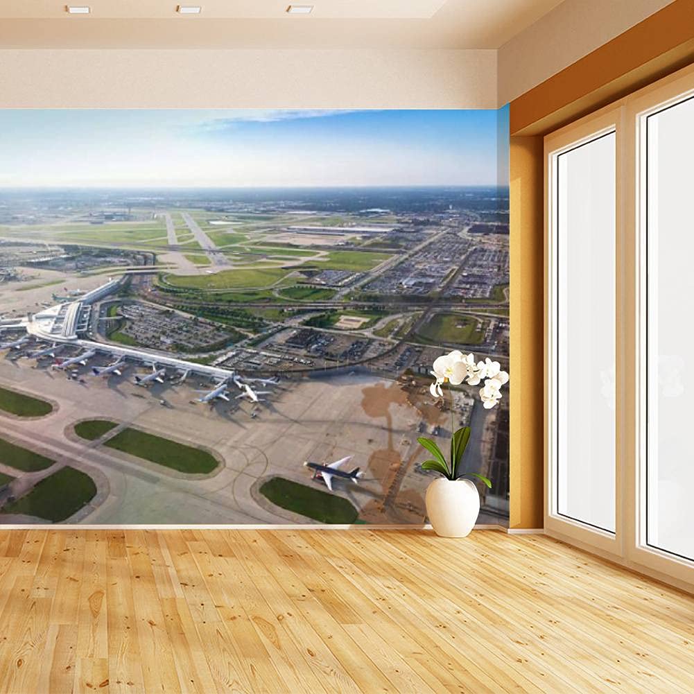 Airport Themed Peel and Stick Wallpaper - Self-Adhesive Removable Vinyl Wall Mural for Home Decor | Perfect for Kids' Rooms, Living Rooms & Offices