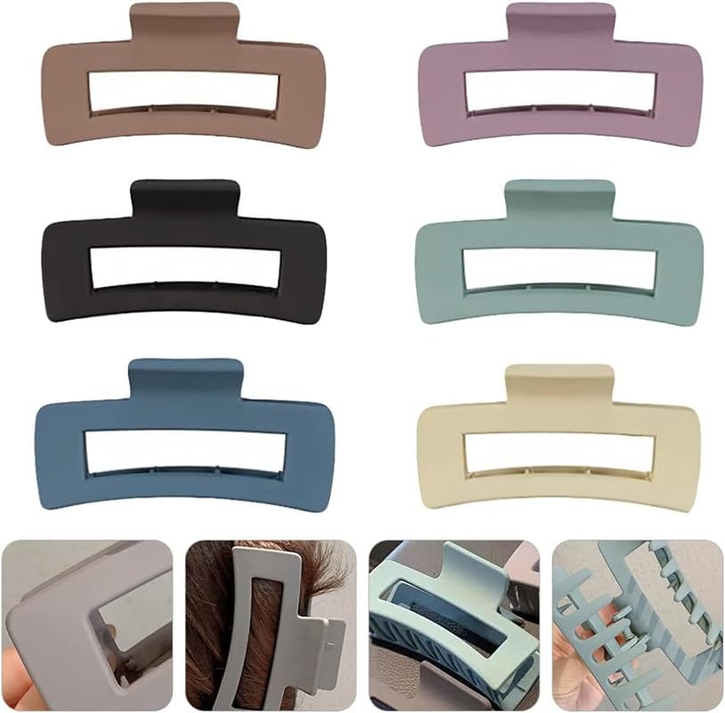 Minta 6-Piece Large Hair Claw Clips - Colorful Hair Accessories for Women - Perfect for Updos, Ponytails & Everyday Styling