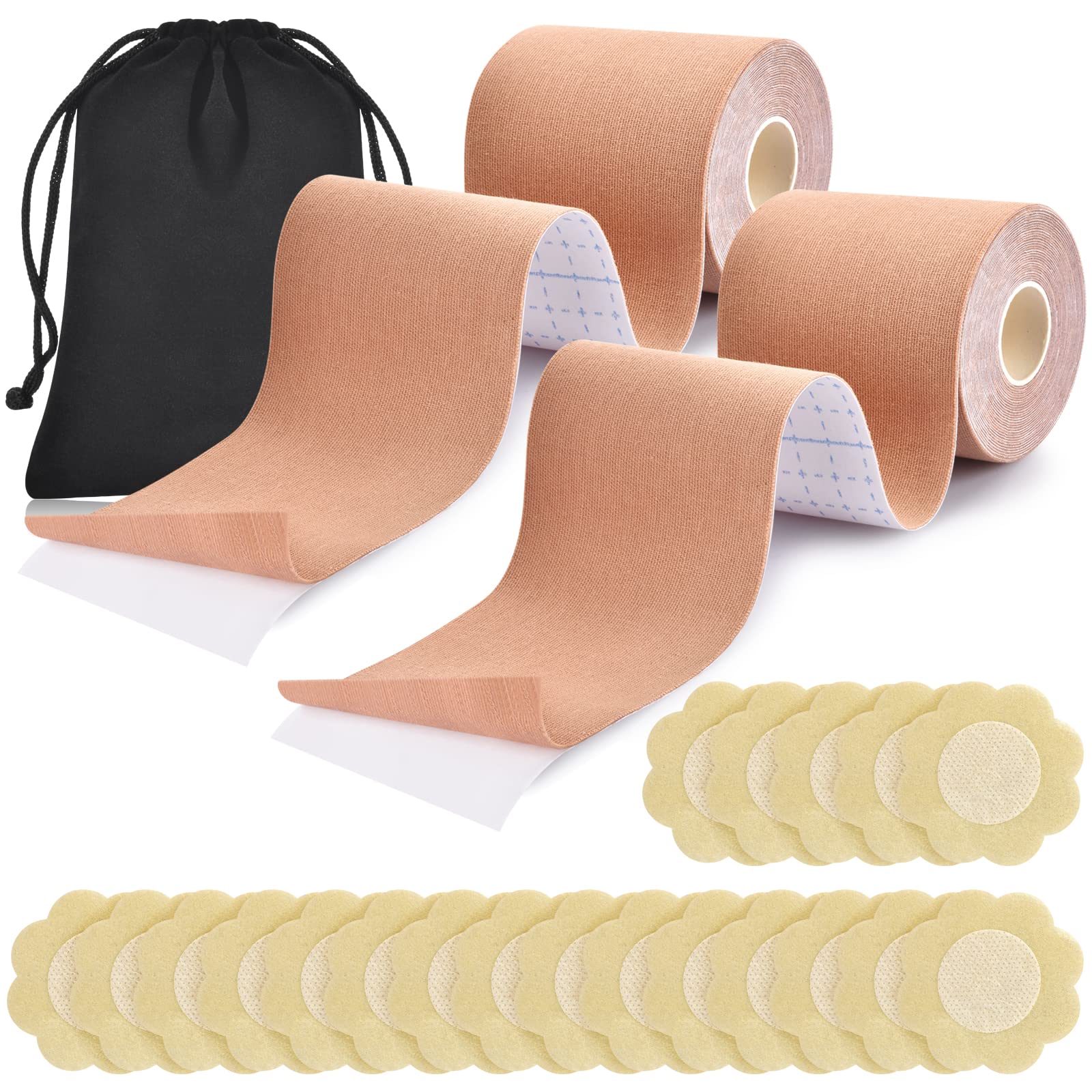 ALOAEVKRY Boob Tape for Large Breasts (A-G Cup) - 20 Pcs Nipple Covers & Breast Lift Body Tape in Beige | Invisible Support for Backless Dresses, Strapless Tops & Swimwear