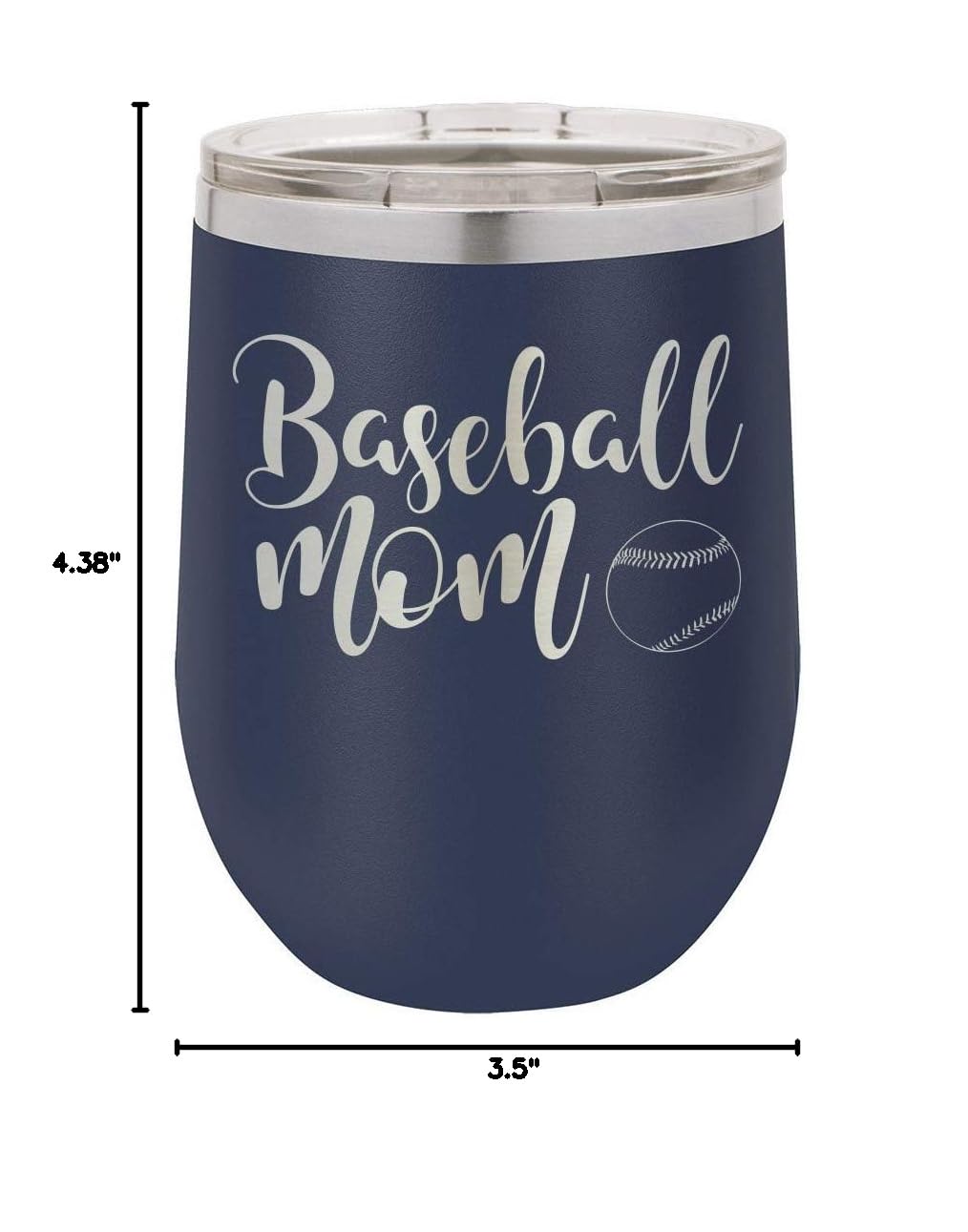 12 oz Laser Engraved Baseball Mom Navy Wine Tumbler with Lid - Insulated Funny Quote Drink Cup for Baseball Moms | Perfect Mother's Day Gift for Baseball Lovers | Great for Games, Tailgating & Everyday Use | OnlyGifts.com
