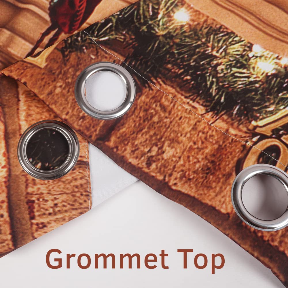 Blackout Thermal Insulated Grommet Curtains Set of 2 Panels - 42x84 Inches, Christmas Tree & Fireplace Design for Bedroom & Living Room | Perfect for Holiday Decor, Light Blocking & Energy Saving