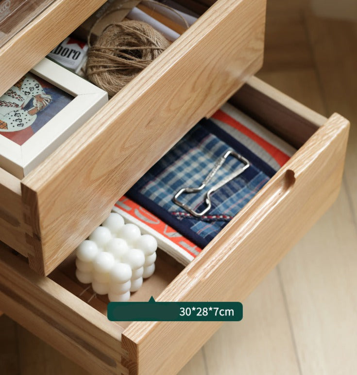 Solid Oak Wood Side Cabinet - Rustic Home Storage Organizer for Living Room, Bedroom, or Entryway