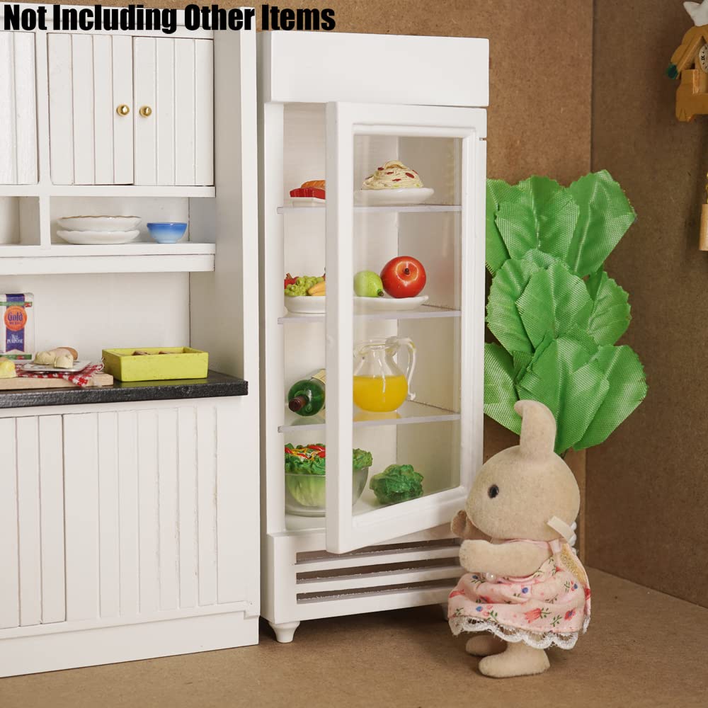 Odoria 1/12 Scale Miniature Refrigerator - White Dollhouse Kitchen Accessory for Realistic Model Scenes & DIY Projects