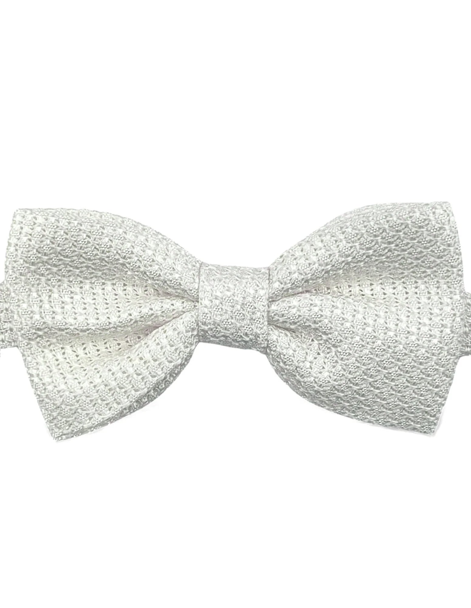 DÉCLIC Grenadine Bow Tie for Men - Elegant White Silk Bow Tie for Weddings, Prom, and Formal Events