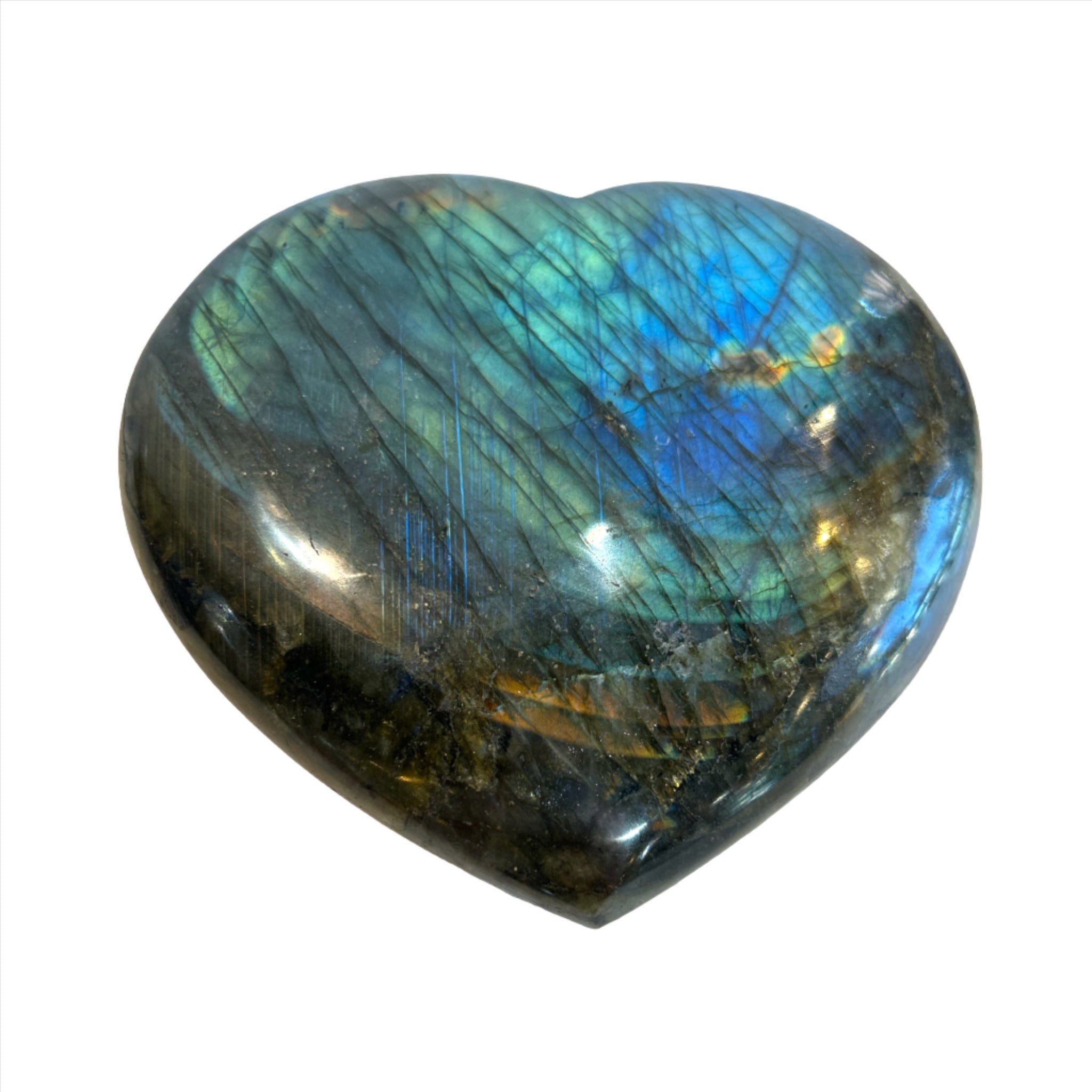 Natural Labradorite Polished Heart Stone - 300-400g - Healing Crystal for Meditation, Reiki & Home Decor