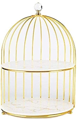 3-Tier Ceramic Cake Stand with Dome Lid - 33.5cm White Bird Cage Dessert Display Stand for Wedding, Birthday Party & Afternoon Tea Serving