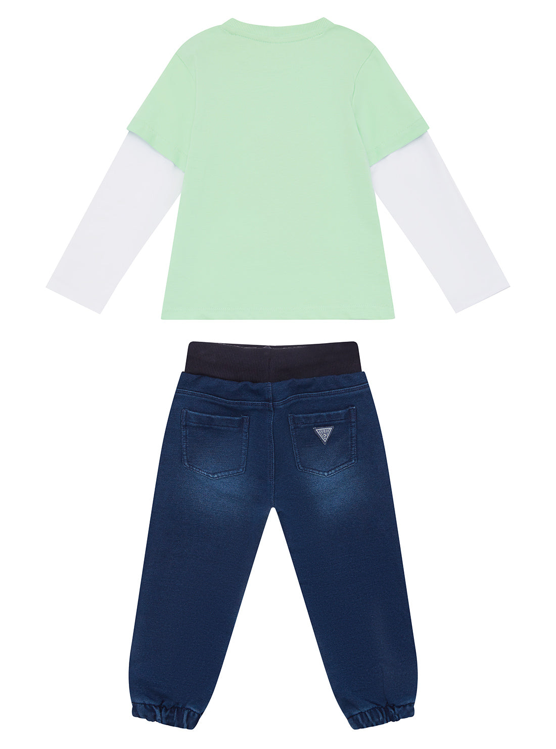 Green Denim T-Shirt and Pants Set for Kids (2-7 Years) - Stylish Matching Outfit for Playdates & Family Photos