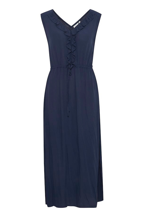 Kech Women's Sleeveless Midi Dress - Navy Blue Summer Casual Dress for Beach, Party & Office Wear | Flowy A-Line Sundress
