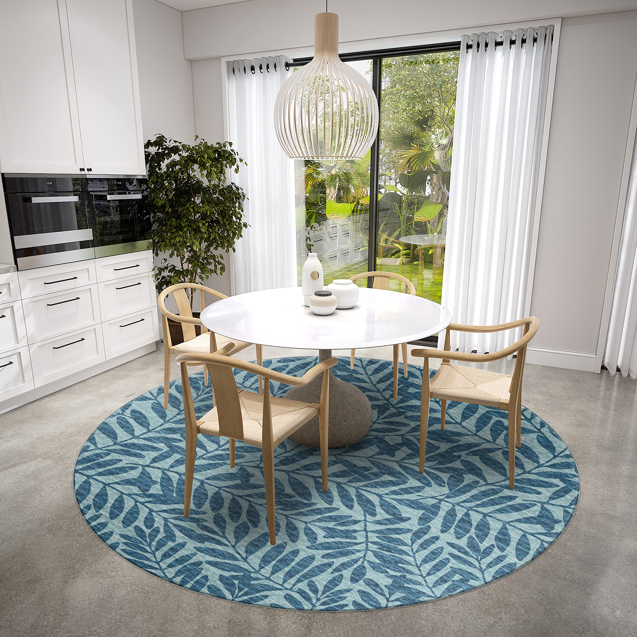 Addison Rugs Yuma AYU35 Blue 8' x 8' Square Area Rug - Soft Plush Carpet for Living Room, Bedroom, Dining Room & Home Decor