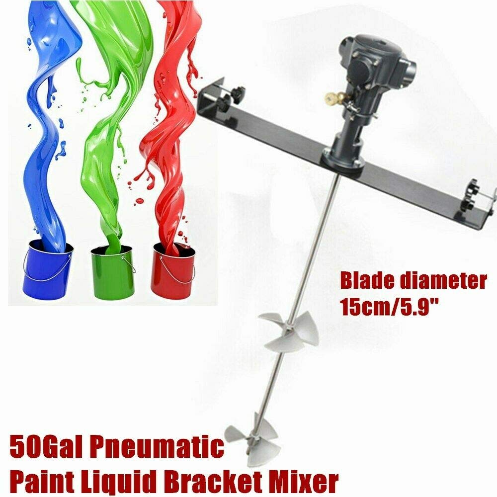 50 Gallon Pneumatic Paint Mixer Machine - Industrial Tank & Barrel Blender for Coating, Ink, Paint Liquids - Stainless Steel Blade Air Agitator with 1/2 HP Variable Speed (50-200 RPM) - Perfect for Automotive, Marine & Industrial Paint Mixing Applications
