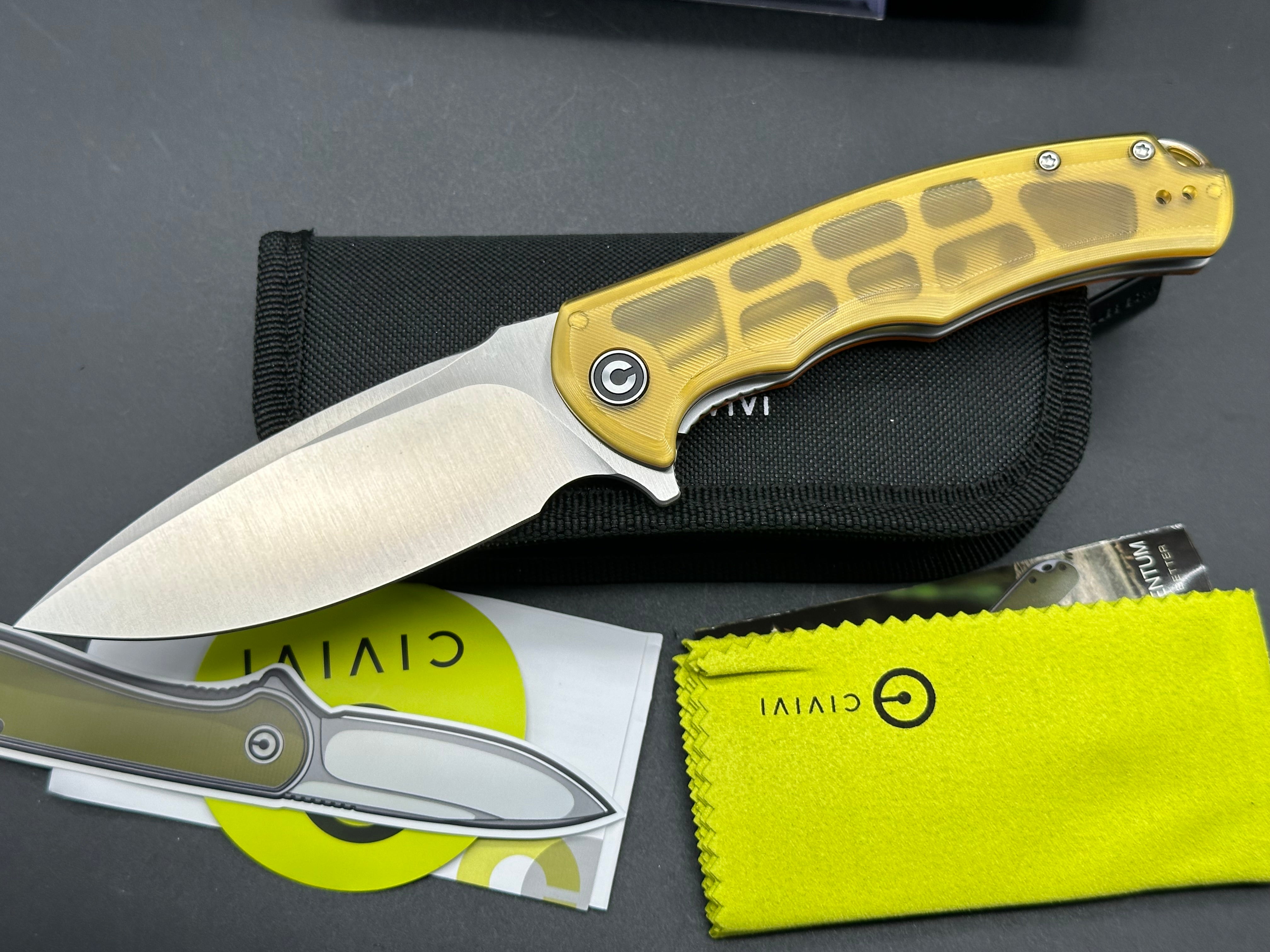 CIVIVI PRAXIS Folding Knife - 9CR18MOV Stainless Steel Blade, Drop Point, Polished Ultem Handle - EDC Pocket Knife for Camping, Hiking & Outdoor Adventures