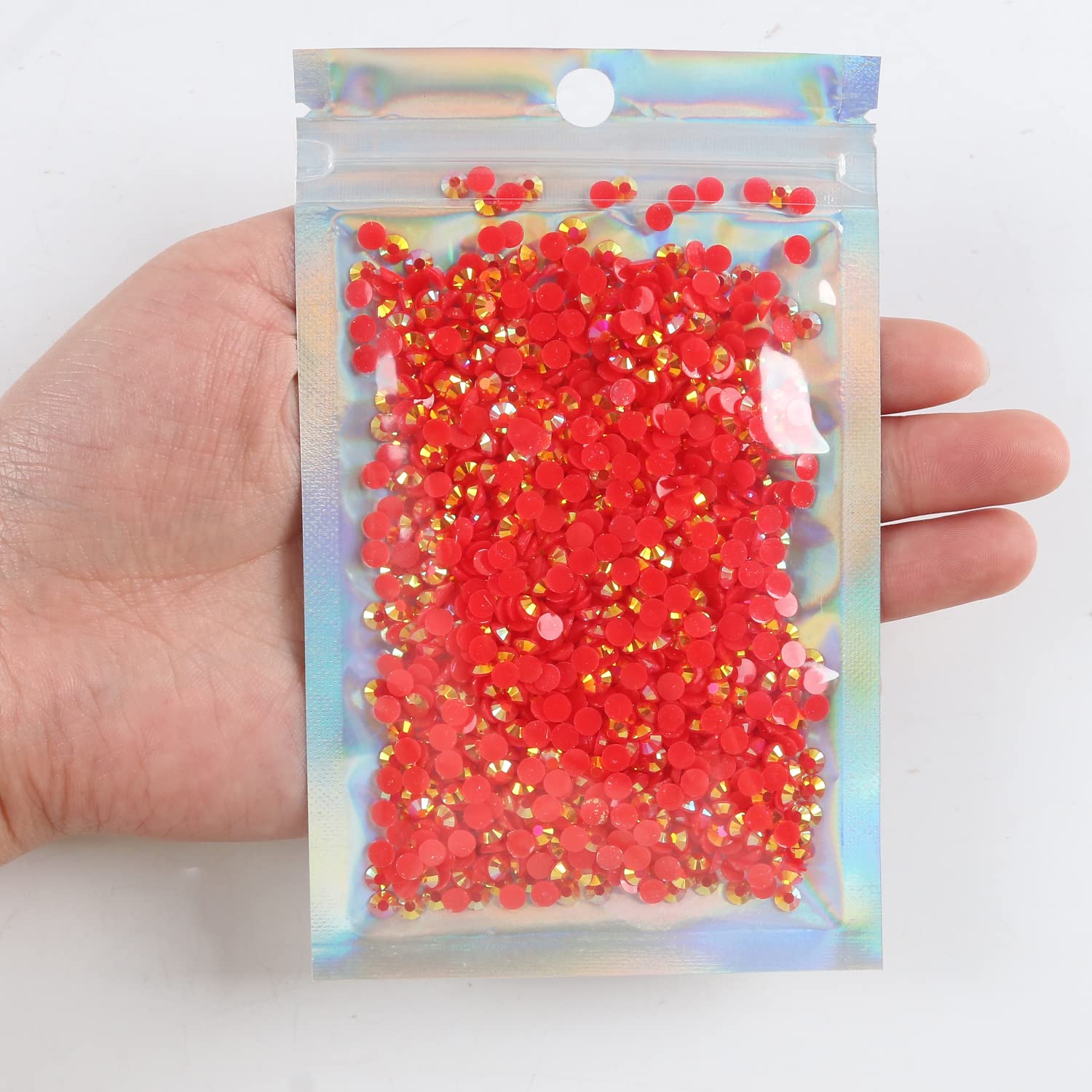 2500pcs 4mm 25g Jelly Rhinestones AB Color Non-Hotfix Glitter Resin Gems for Crafts, DIY Mugs, Water Bottles, Tumblers, Nail Art, Phone Cases & Home Decor - T43 Transparent Red AB Sparkling Decorative Stones