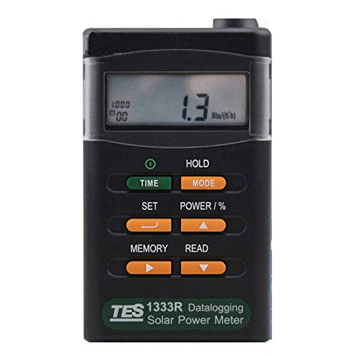 TES-1333R Digital Solar Power Meter with Data Logging - Solar Radiation Detector & Energy Tester for Solar Panels, RS-232 Interface - Perfect for Solar Energy Monitoring, PV System Testing, and Renewable Energy Research