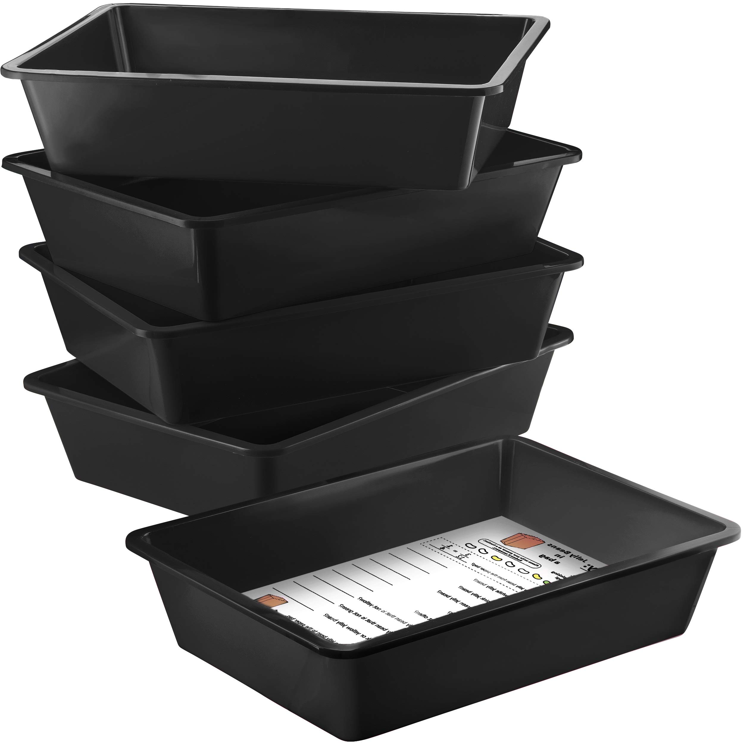 Zilpoo 5 Pack Black Plastic Paper Organizer Bins - Office Desk File Holder, Turn in Tray, Drawer Storage Container, Letter Baskets for Supplies Organization | Perfect for Home Office, Classroom & Workspace Organization