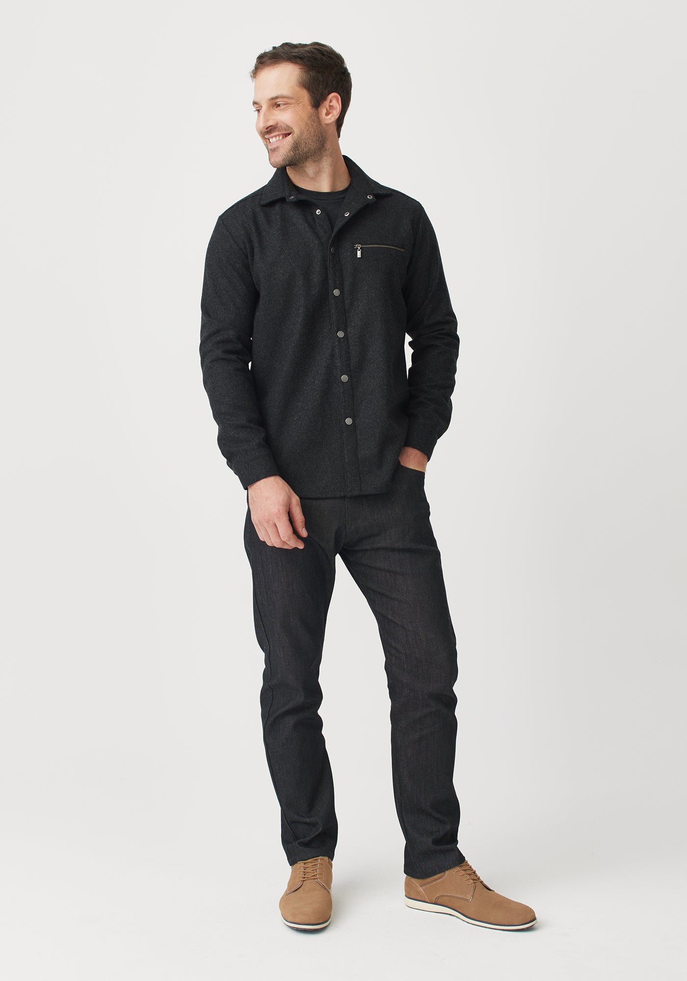 Wolfie Overshirt for Men - Lightweight Casual Jacket with Button Front & Chest Pocket | Perfect for Outdoor Adventures, Travel & Everyday Wear