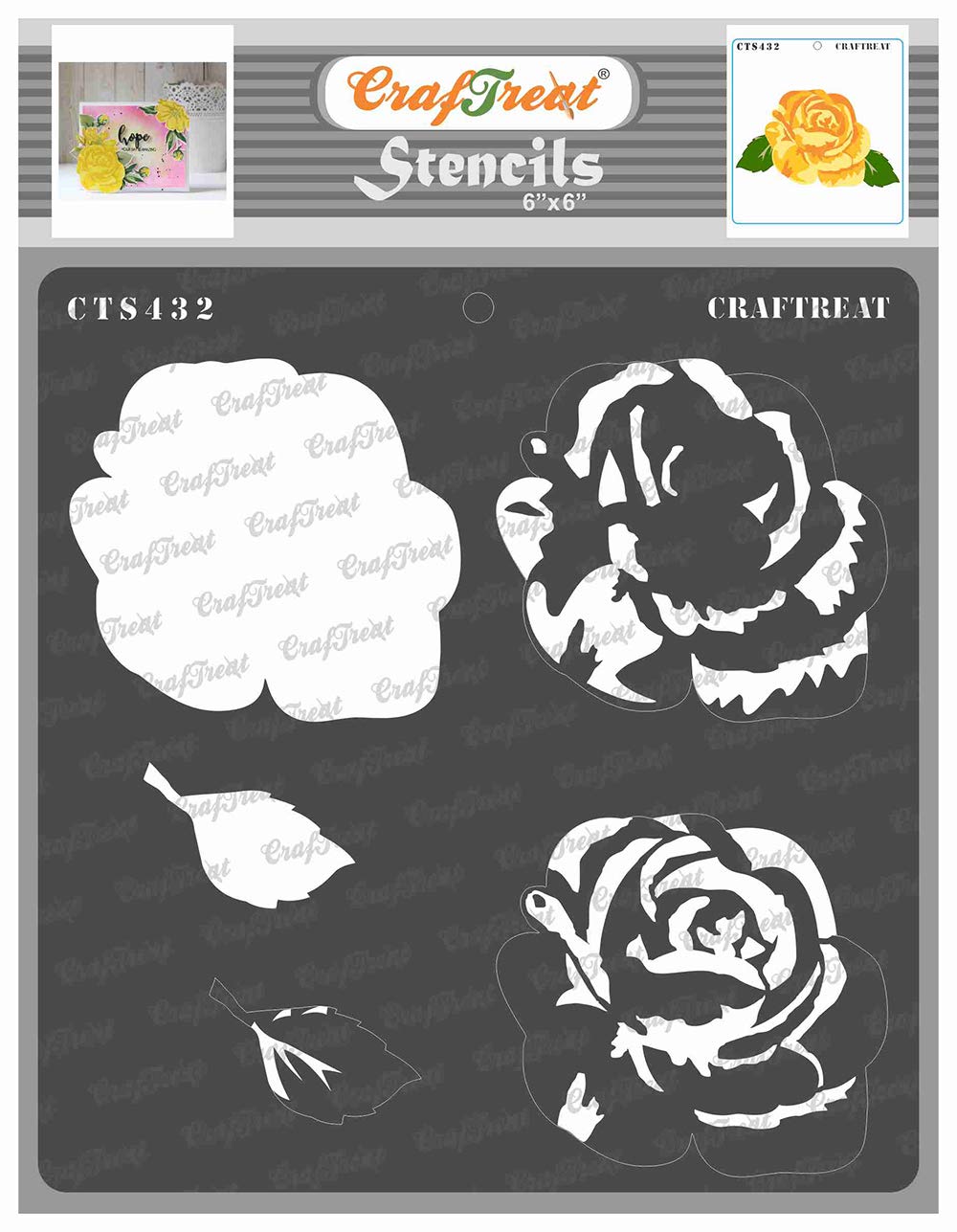 Reusable Layered Rose Flower Stencils for Painting - 2-6x6 Inch DIY Art Stencils for Wood, Wall, Tile, Canvas, Fabric & Floor - Perfect for Home Decor, Scrapbooking, and Craft Projects