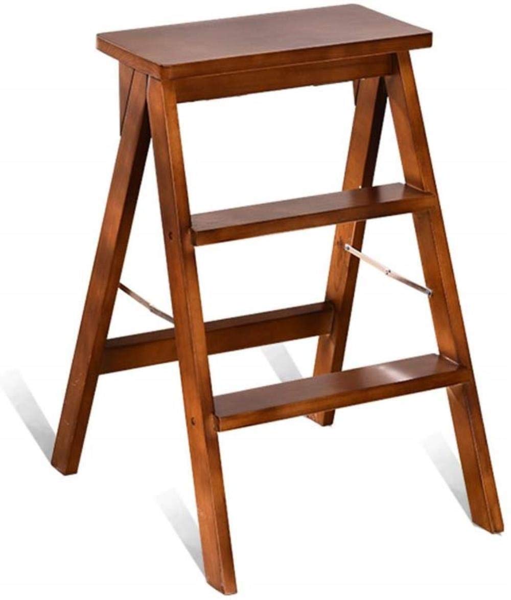 Solid Wood Folding Step Stool for Home - Indoor Climbing Stool with Non-Slip Steps, Portable Ladder Stool for Kitchen, Bathroom, and Kids' Room - Perfect for Reaching High Shelves and Storage Spaces
