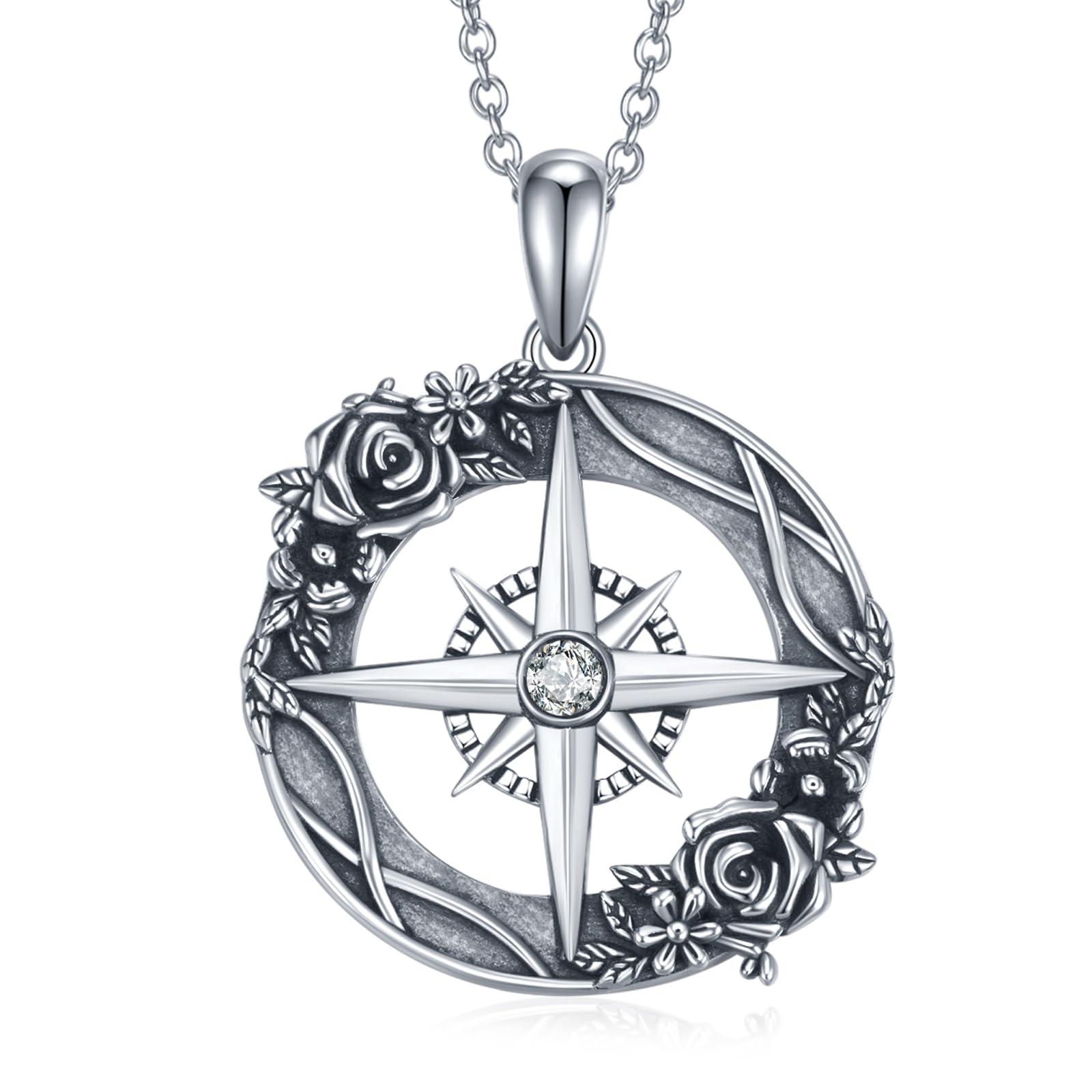 925 Sterling Silver Crystal Necklace for Women - Phoenix, Rose Compass, Apple, Horse, Bunny & Dolphin Charms | Elegant Jewelry Gift for Teachers, Nurses, Graduation & Everyday Wear