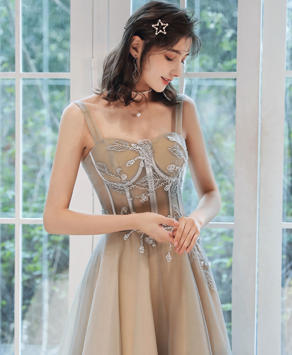 Elegant Champagne A-Line Long Prom Dress for Formal Graduation - Perfect for Homecoming, Prom Night & Special Occasions