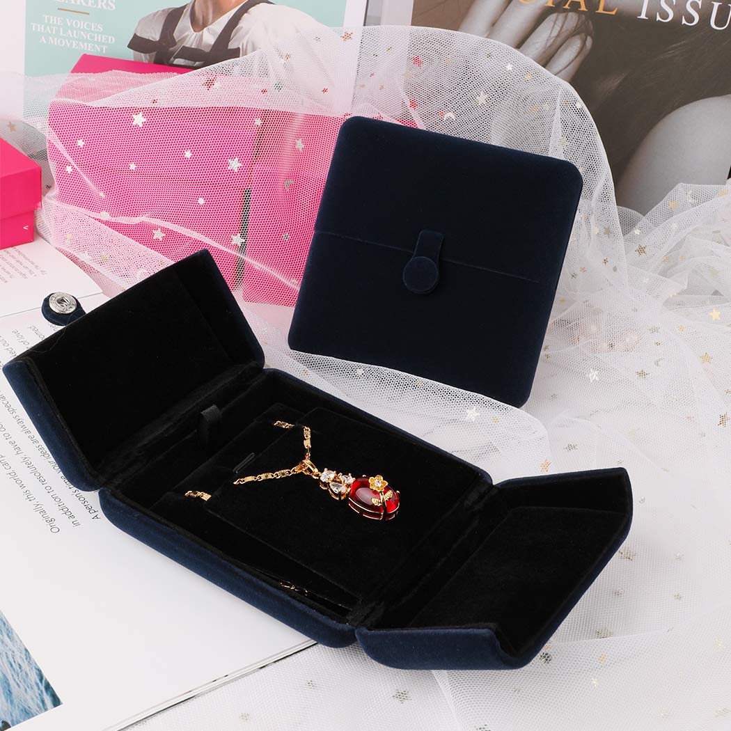 iSuperb Royal Blue Velvet Jewelry Box - Necklace, Bracelet, Earrings & Pendant Storage Case for Engagement, Proposal & Wedding Jewelry Display | Elegant Gift Box for Women