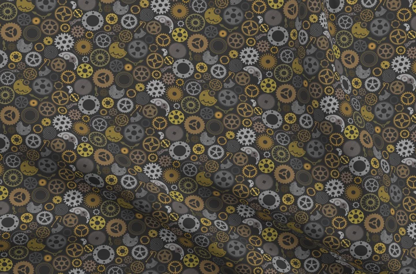 Steampunk Gray Bronze Printed Minky Fabric by The Yard - Soft Plush Material for Sewing Baby Blankets, Quilt Backing & DIY Crafts - Perfect for Steampunk Costumes, Home Decor & Gift Making