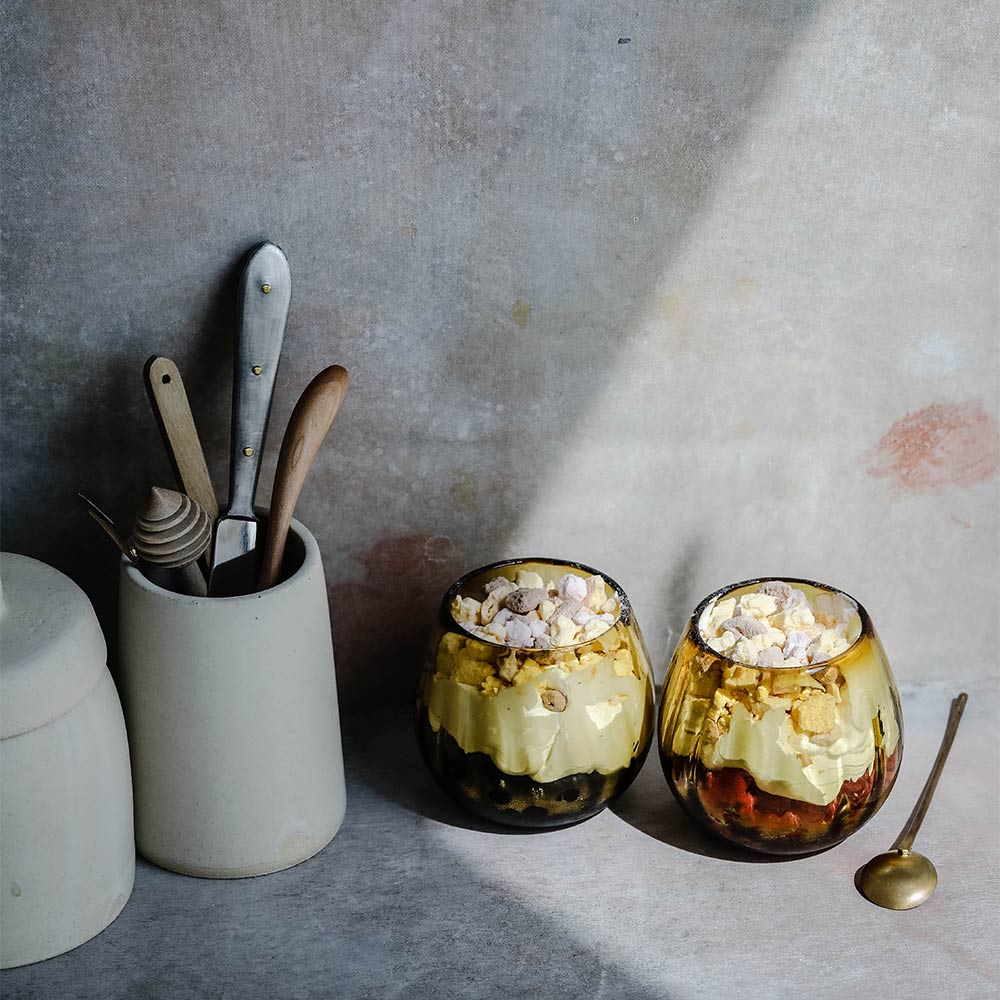 Recycled Glass Shorty Tumbler - Fluted Amber Design - Perfect for Cocktails, Iced Coffee & Home Decor