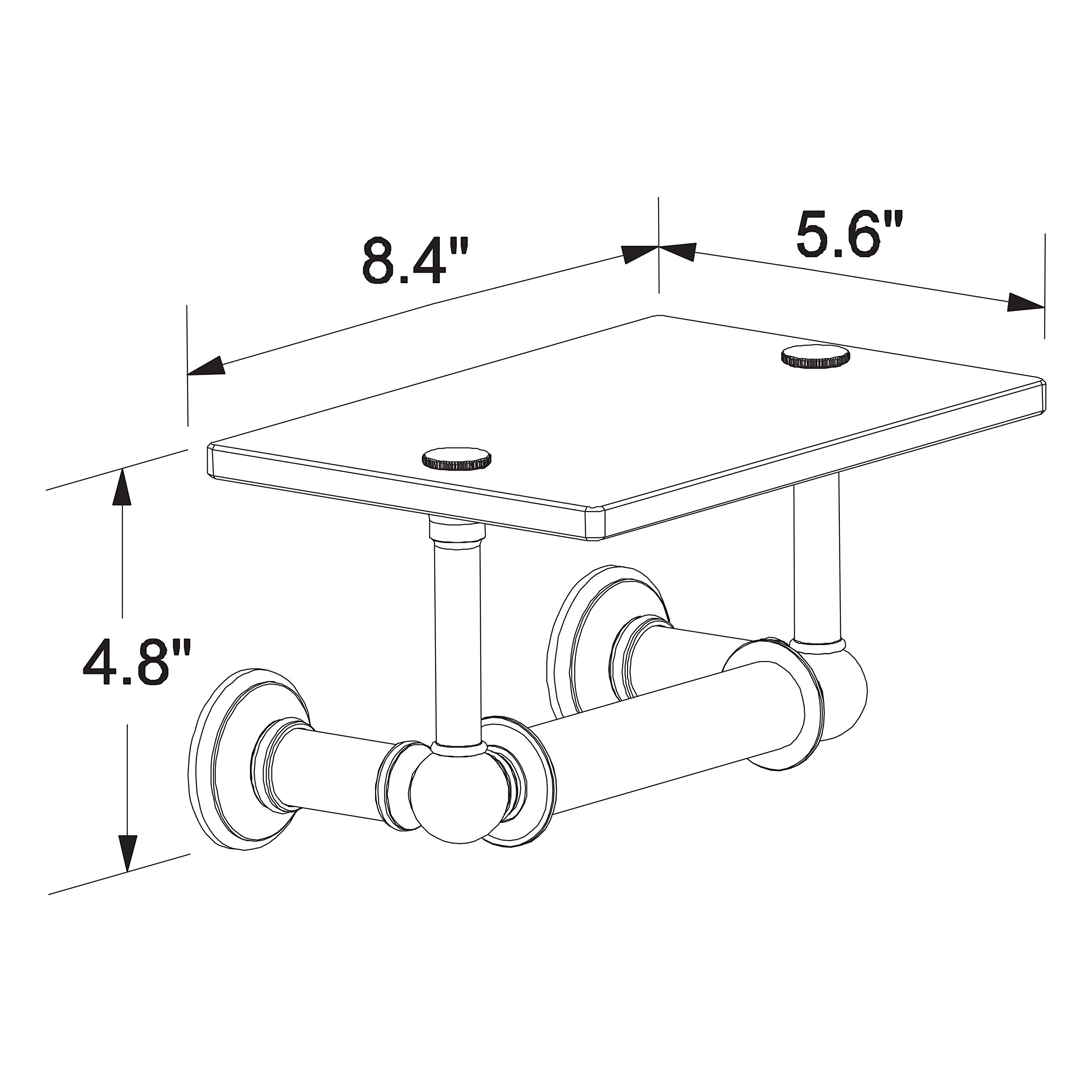 Polished Chrome Columnar Double Post Toilet Paper Holder with Shelf - 4527/PC - Bathroom Tissue Dispenser for Modern & Traditional Homes, Perfect for Powder Rooms & Guest Bathrooms