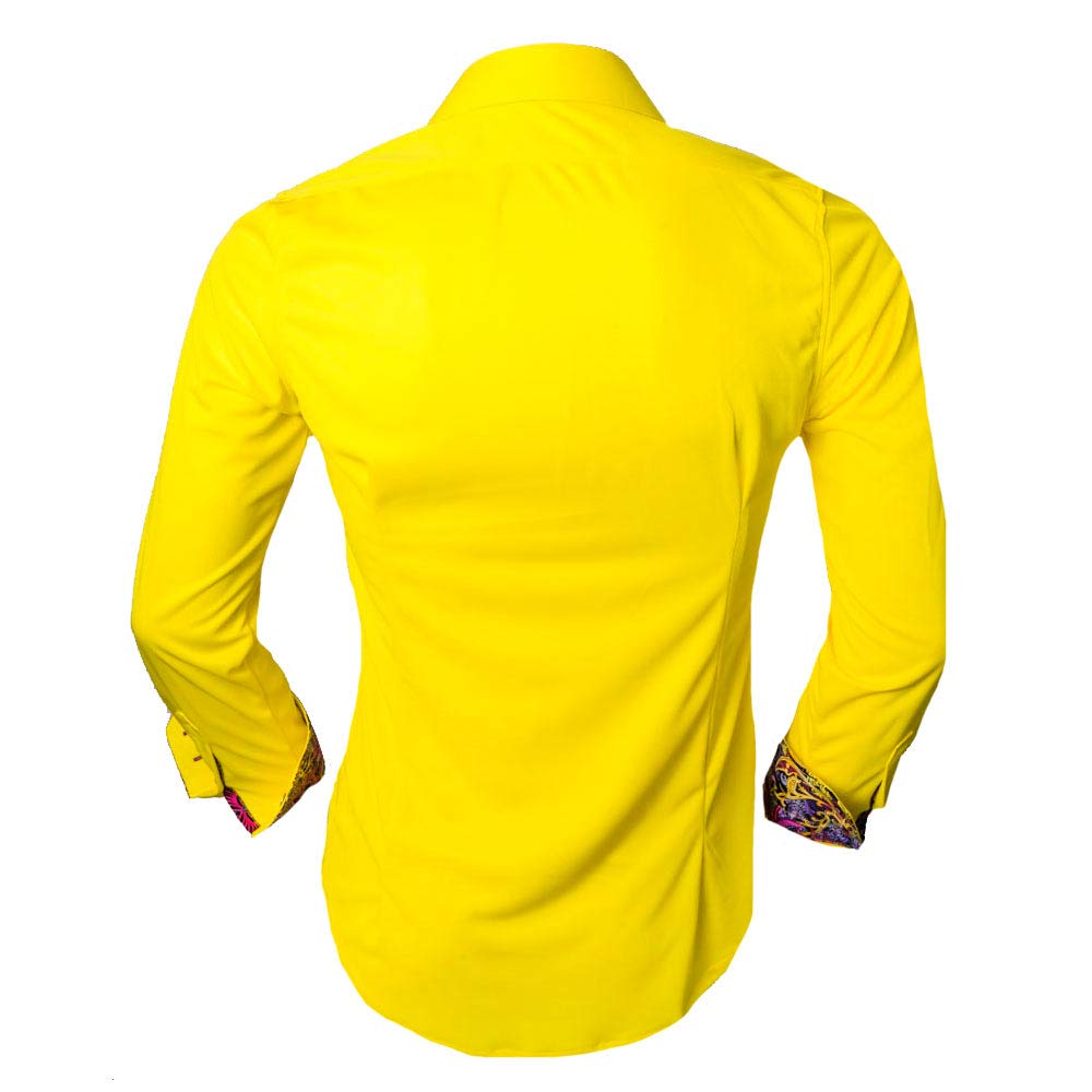 Bright Yellow Dress Shirts for Men | Stylish Purple & Yellow Shirts | Modern Yellow Button Down Shirts with Purple Accents - Perfect for Business Casual, Office Wear & Special Occasions
